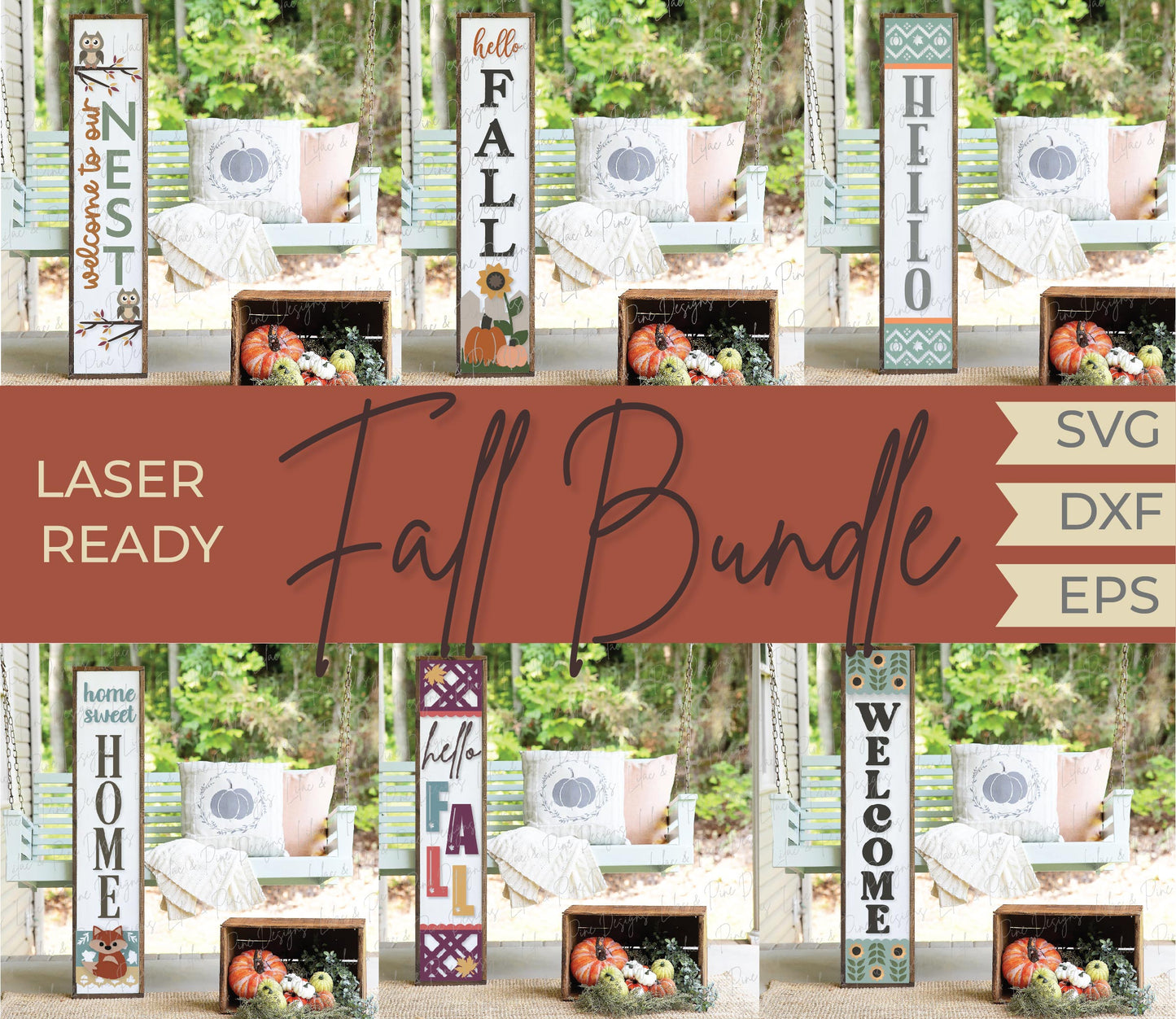 Fall ULTIMATE Bundle - Volume 3, Fall Door Hangers, Fall Porch Leaners, and Fall Signs, laser ready SVG, laser cut file, Glowforge SVG