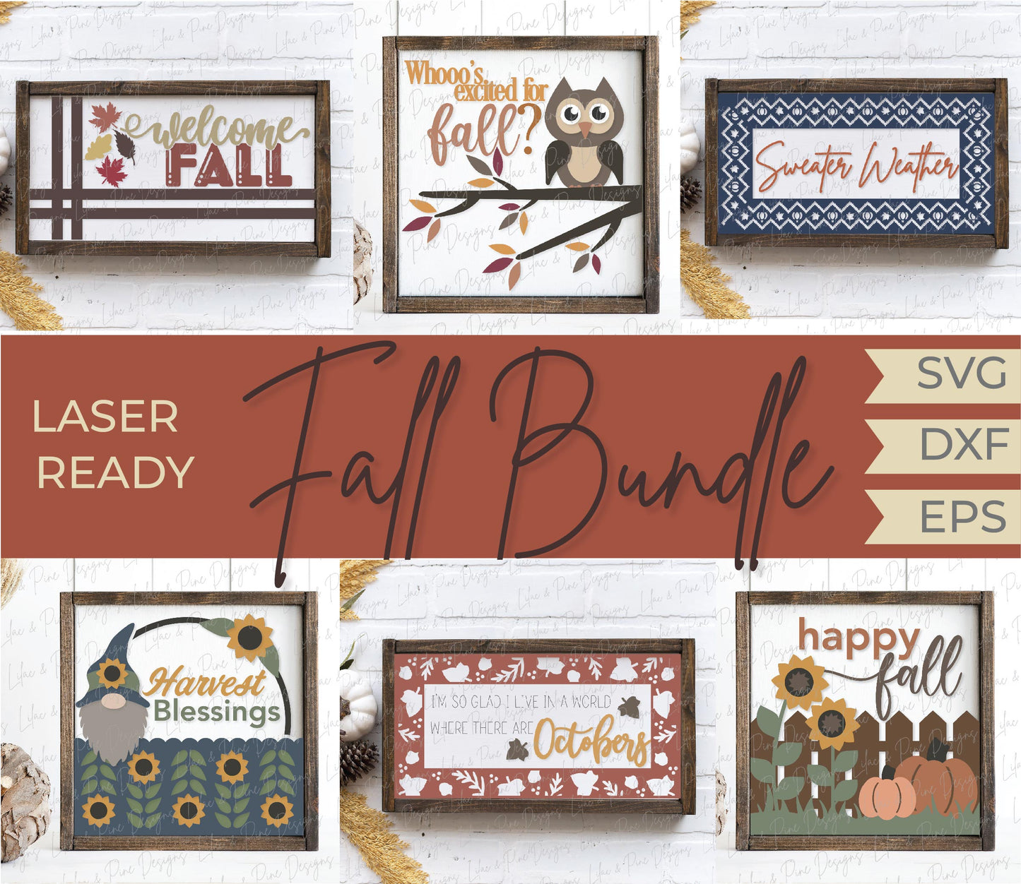 Fall ULTIMATE Bundle - Volume 3, Fall Door Hangers, Fall Porch Leaners, and Fall Signs, laser ready SVG, laser cut file, Glowforge SVG