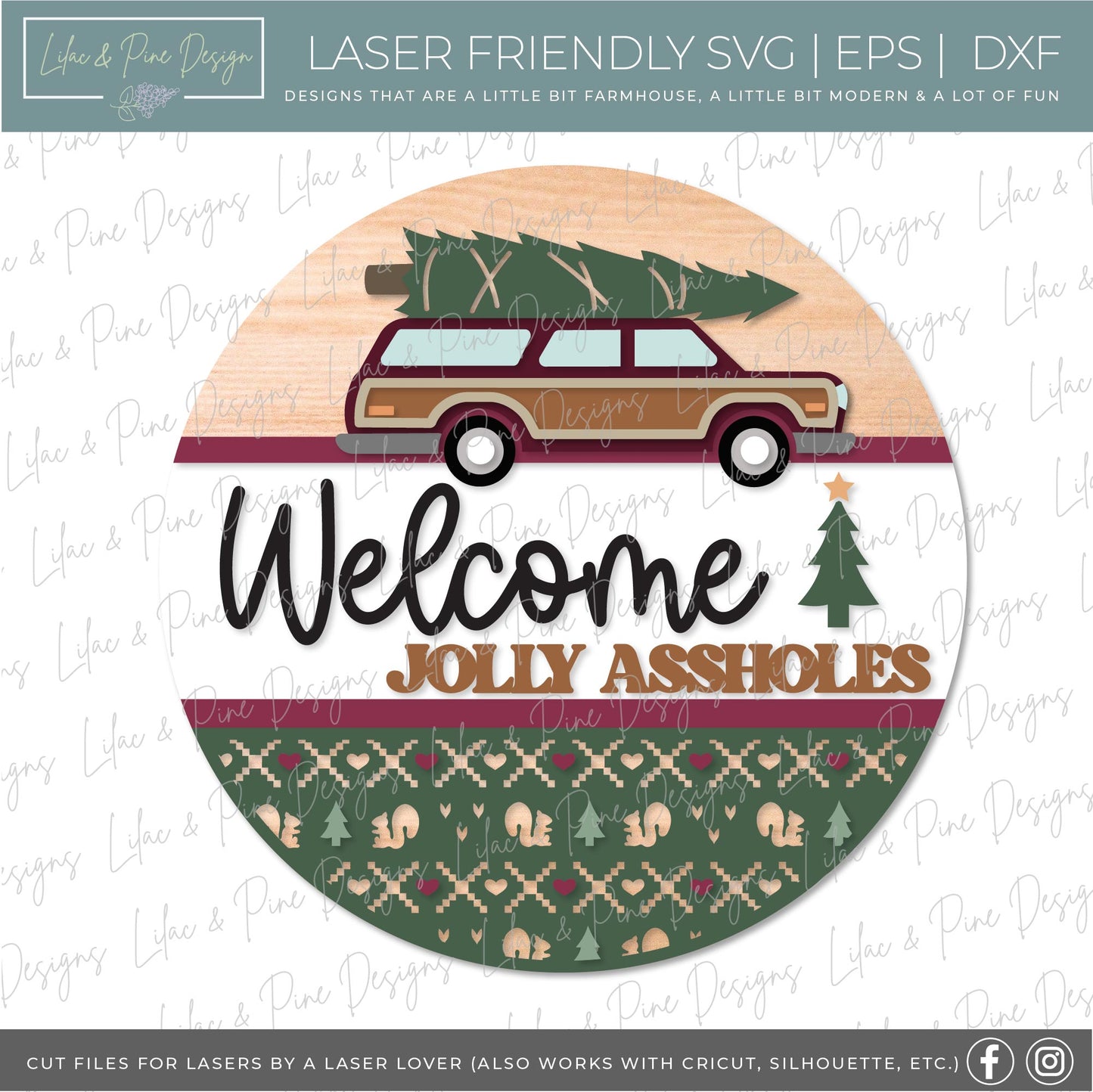 Christmas bundle Volume 2, Christmas Welcome Sign Bundle, 25 laser ready Christmas files, Winter Round Door Hanger, Holiday porch decor