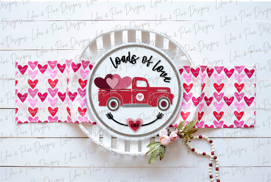 loads of love SVG, Valentines Day SVG, Valentine truck SVG, vintage truck Svg, modern farmhouse door round, Glowforge svg, laser cut file