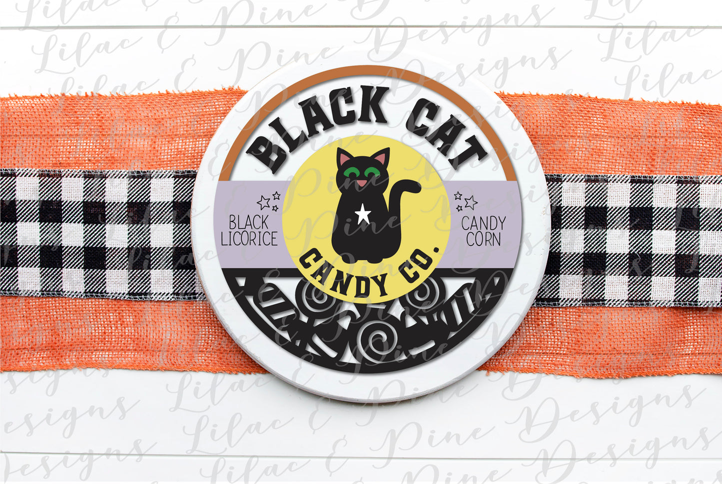 Black Cat Candy Co Sign SVG, Halloween Welcome SVG, Spooky SVG, Black Cat SVG, Door Round, Happy Halloween SVG, Halloween decor, laser cut file, Glowforge SVG