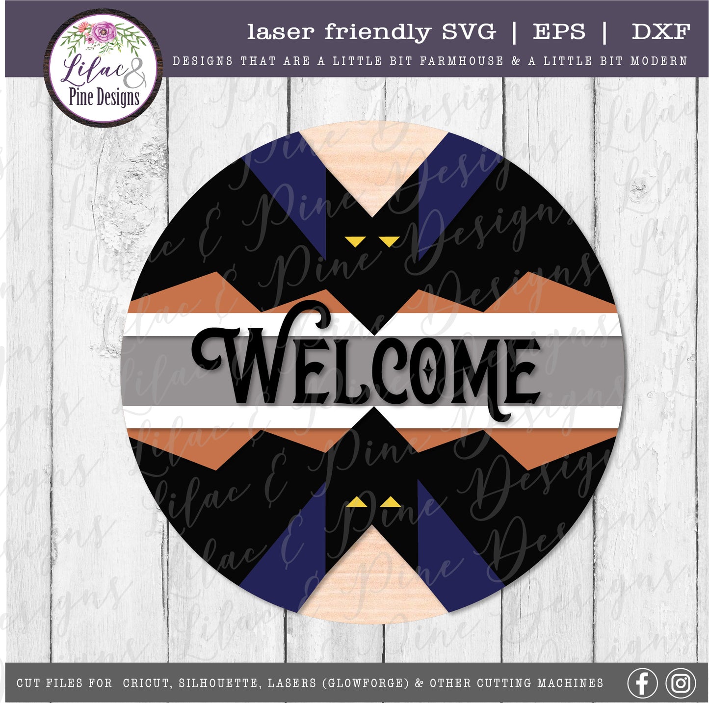 Boho Bat Sign SVG, Halloween Welcome SVG, Spooky SVG, Bat SVG, Door Round, Happy Halloween SVG, Halloween decor, laser cut file, Glowforge SVG