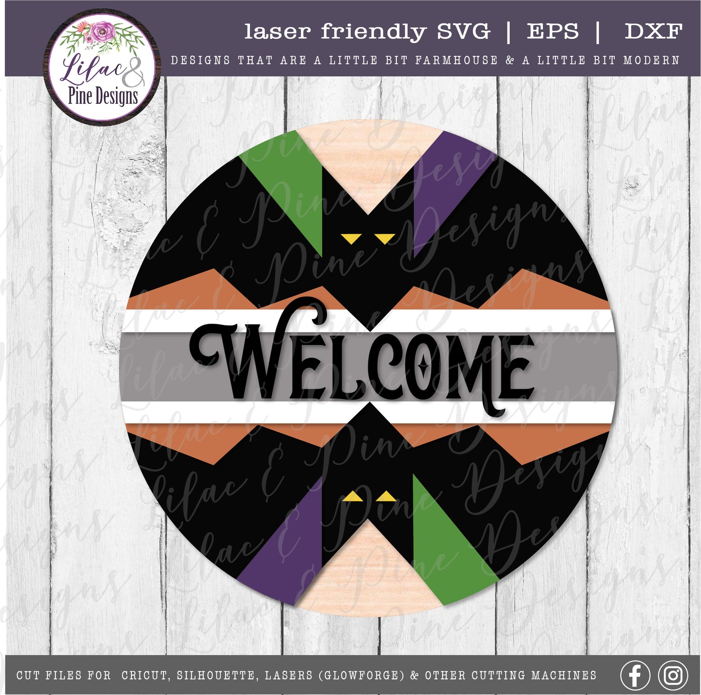 Boho Bat Sign SVG, Halloween Welcome SVG, Spooky SVG, Bat SVG, Door Round, Happy Halloween SVG, Halloween decor, laser cut file, Glowforge SVG