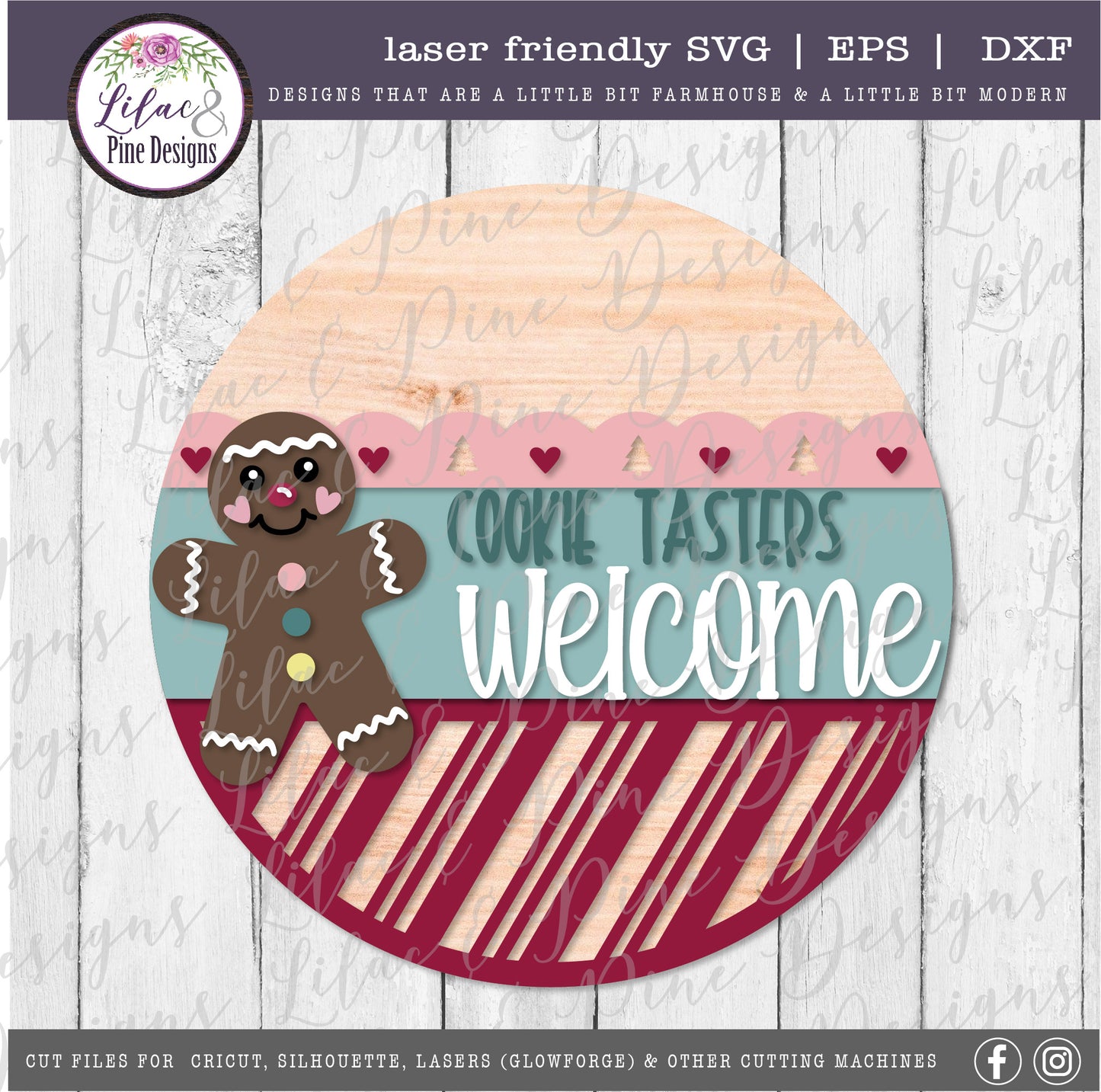 Christmas Welcome sign SVG, Christmas kitchen SVG, Christmas cookie SVG, Gingerbread sign, candy cane pattern SVG, laser cut file, Glowforge SVG
