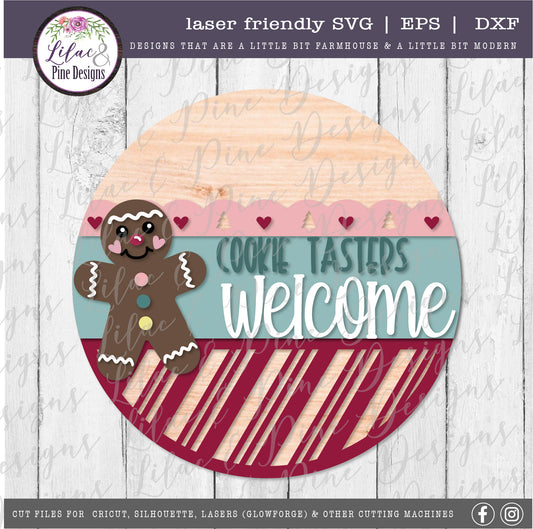 Christmas Welcome sign SVG, Christmas kitchen SVG, Christmas cookie SVG, Gingerbread sign, candy cane pattern SVG, laser cut file, Glowforge SVG
