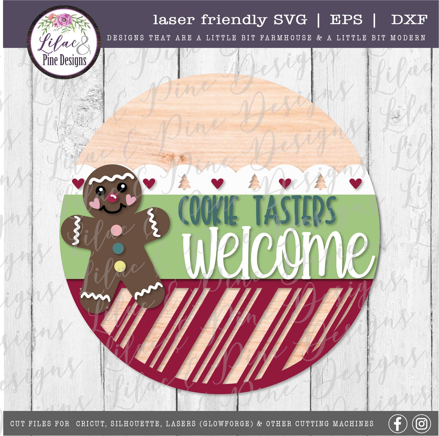Christmas Welcome sign SVG, Christmas kitchen SVG, Christmas cookie SVG, Gingerbread sign, candy cane pattern SVG, laser cut file, Glowforge SVG