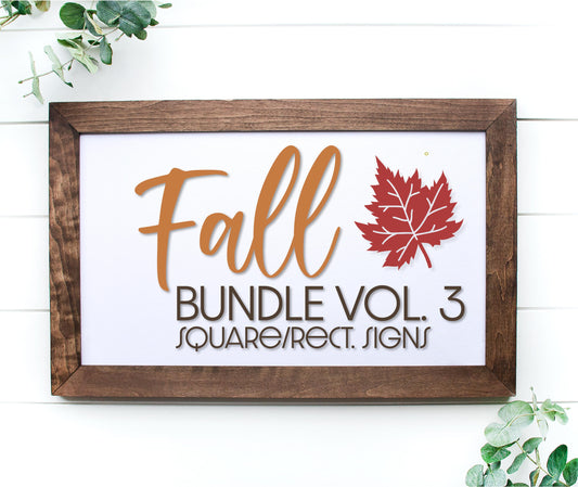 Fall Square and Rectangle Sign Bundle - Volume 3, 19 FILES - Fall SVG bundle, laser SVG file