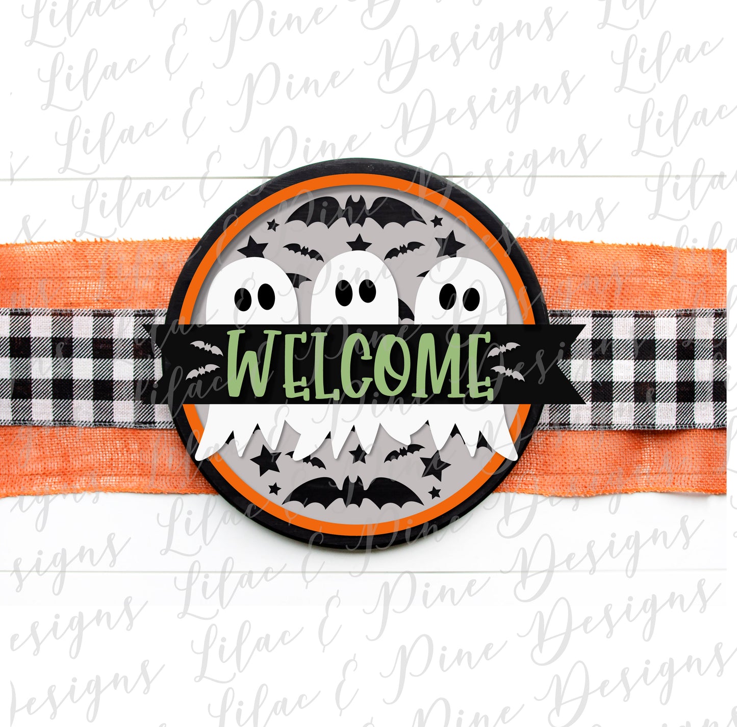 Ghost Trio Sign SVG, Halloween Welcome SVG, Spooky SVG, Ghost SVG, Door Round, Happy Halloween SVG, laser cut file, Glowforge SVG