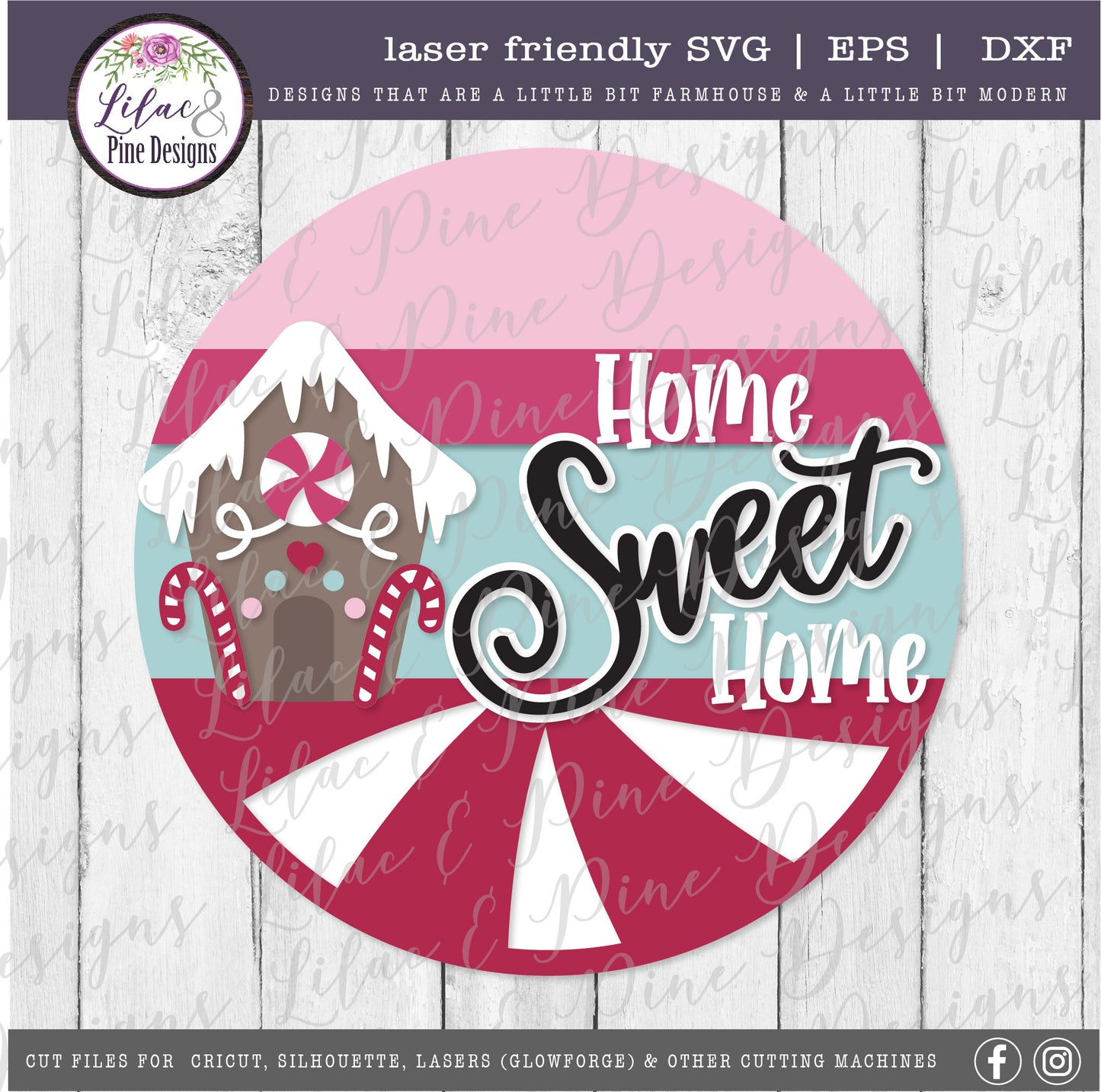 Christmas Welcome sign SVG, Home Sweet HomeSVG, Gingerbread house SVG, Gingerbread sign, candy cane pattern SVG, laser cut file, Glowforge SVG