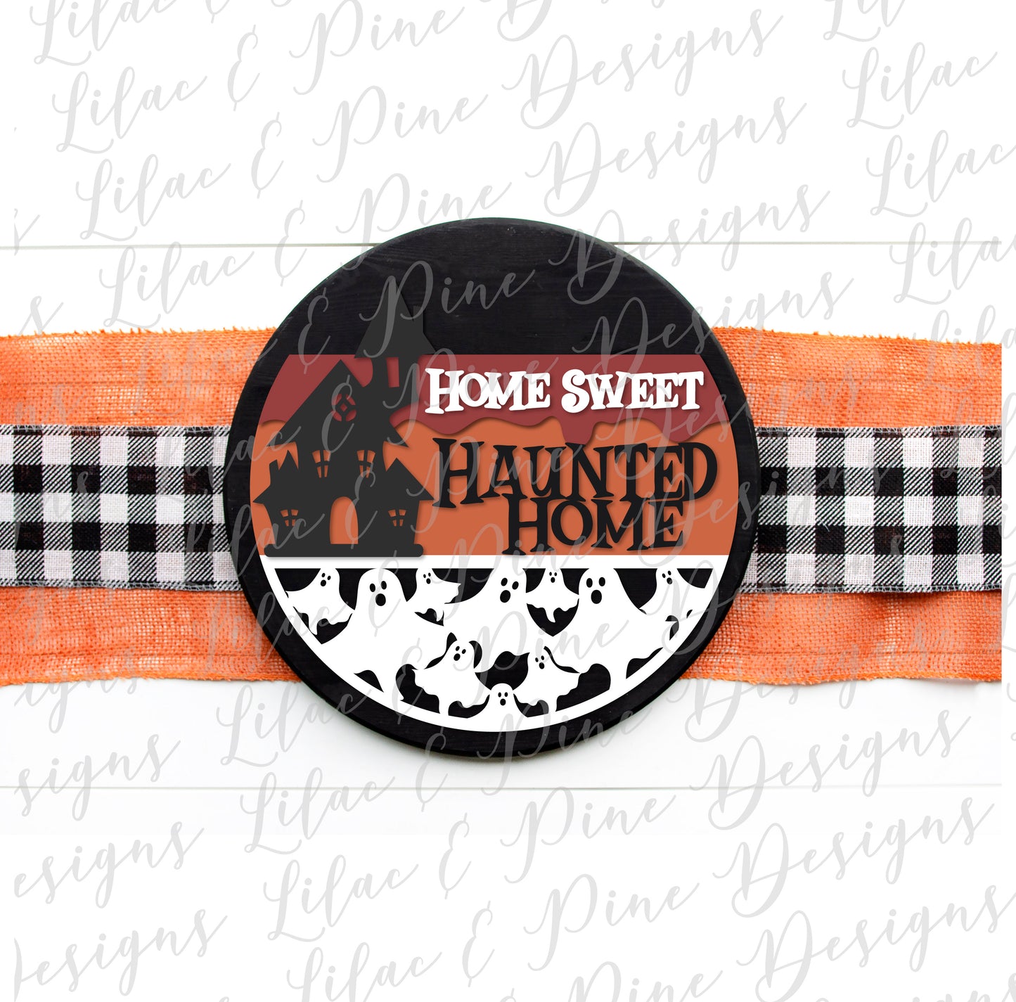 Home Sweet Haunted Home Sign SVG, Halloween Welcome SVG, Spooky SVG, Ghost SVG, Haunted House Door Round, Happy Halloween SVG, Halloween decor, laser cut file, Glowforge SVG