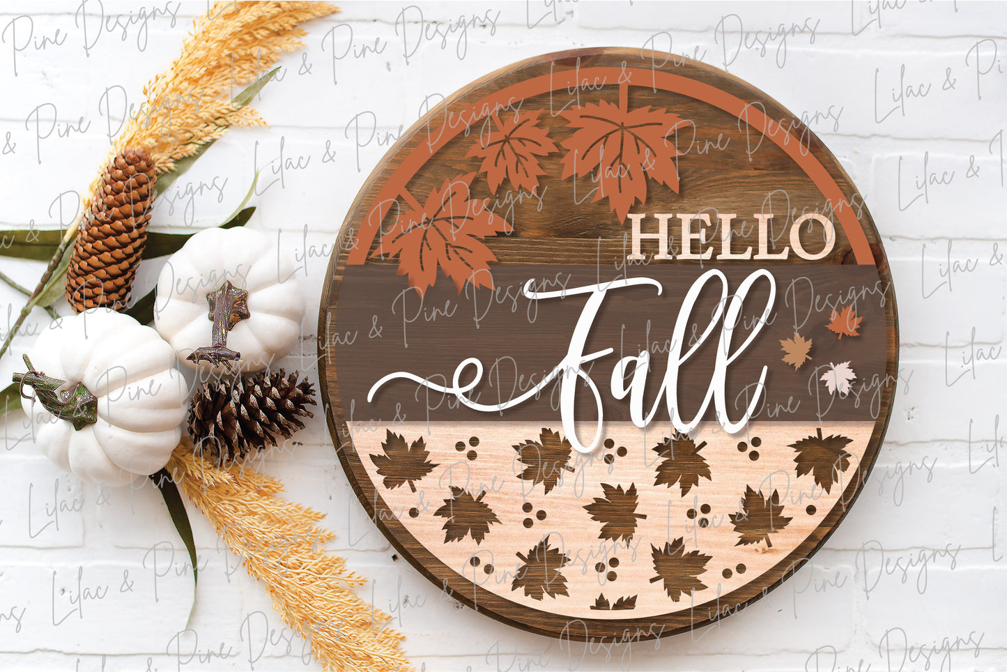 Hello Fall sign SVG, Fall door round SVG, Fall Welcome, Fall porch decor SVG, fall leaves svg, maple leaves, Glowforge Svg, laser cut file