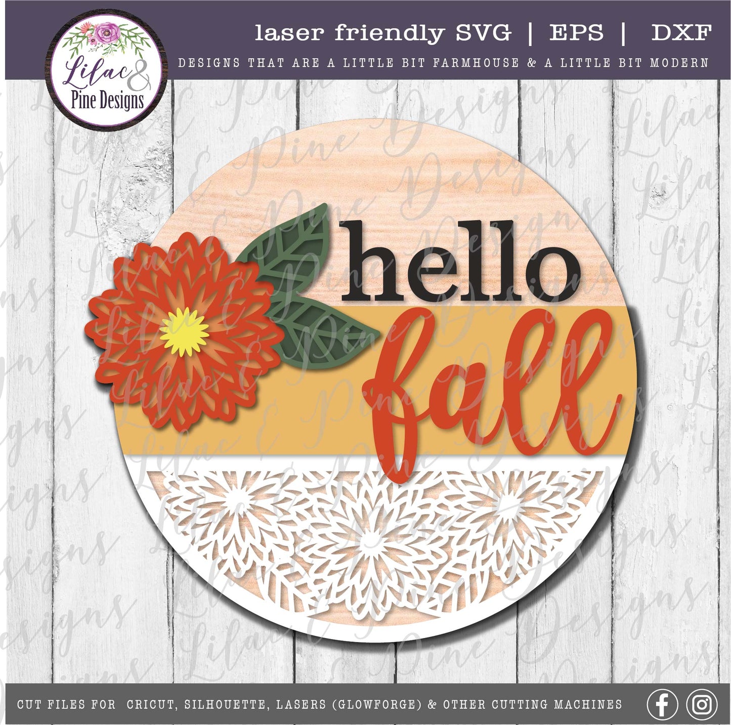 Hello Fall sign SVG, Fall Mums SVG, fall floral SVG, porch decor sign, Glowforge SVG, laser cut file