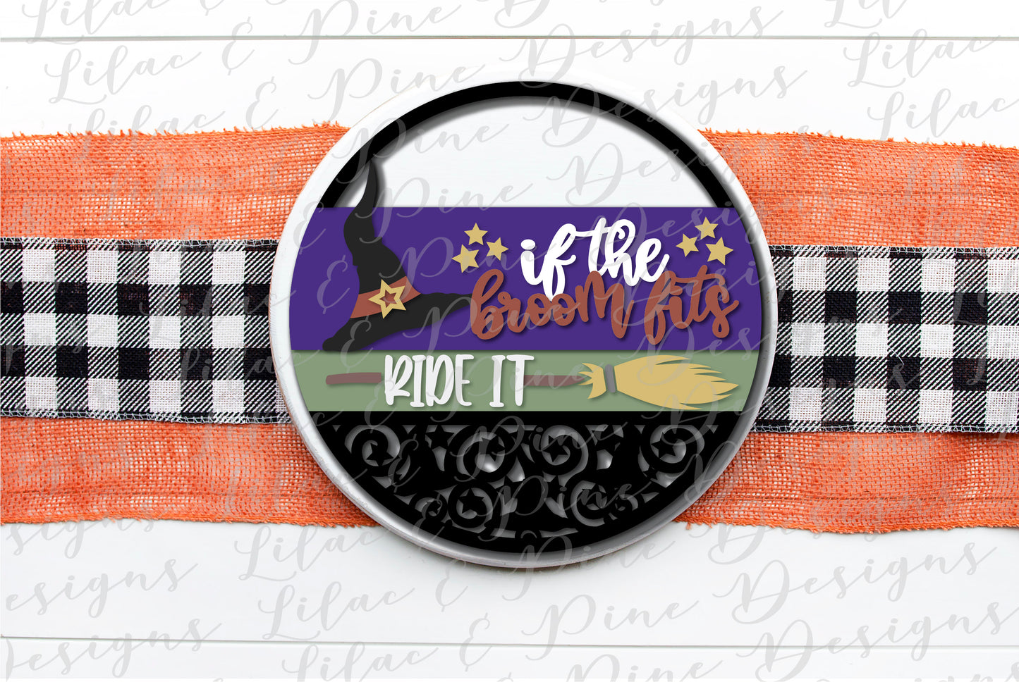 Witch Halloween Sign SVG, If the Broom Fits SVG, Spooky SVG, Witch hat SVG, Door Round, Happy Halloween SVG, Halloween decor, laser cut file, Glowforge SVG