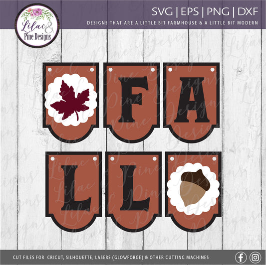 Fall SVG, Fall Banner SVG, Fall Bunting SVG, Fall Decor Svg, Modern Farmhouse, Glowforge files, banner file, laser cut file, mantle decor