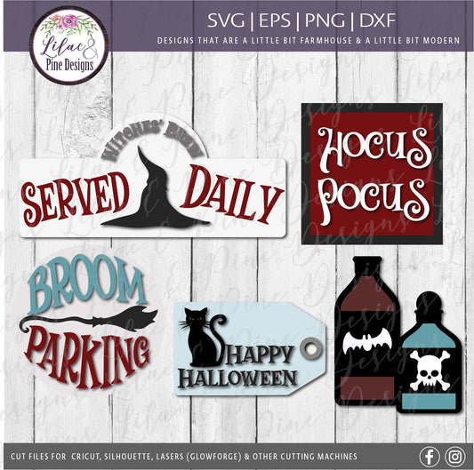 Halloween Tier Tray SVG bundle, Halloween Tier Tray Sign Bundle SVG, Witch Tier Tray SVG, Witch Svg, Hocus Pocus Svg, Glowforge Laser file