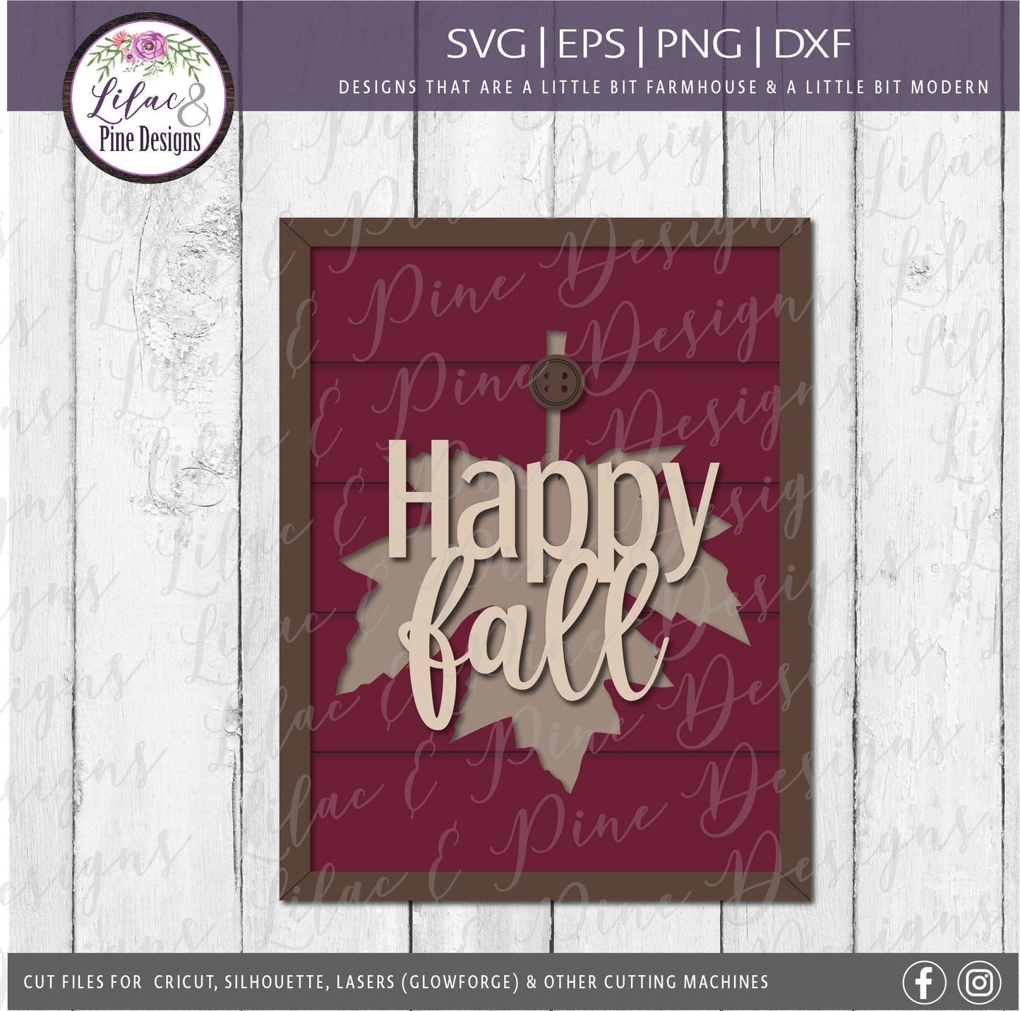 Happy Fall sign SVG file, fall maple Leaf SVG, Fall Decor, Autumn Decor, Modern Farmhouse decor, laser cut file, sign kit
