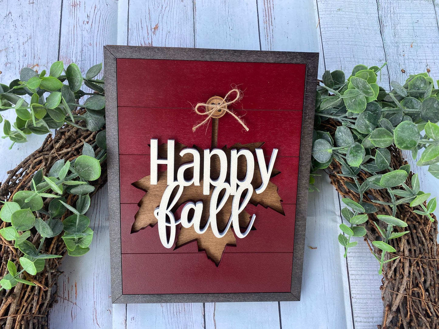 Happy Fall sign SVG file, fall maple Leaf SVG, Fall Decor, Autumn Decor, Modern Farmhouse decor, laser cut file, sign kit