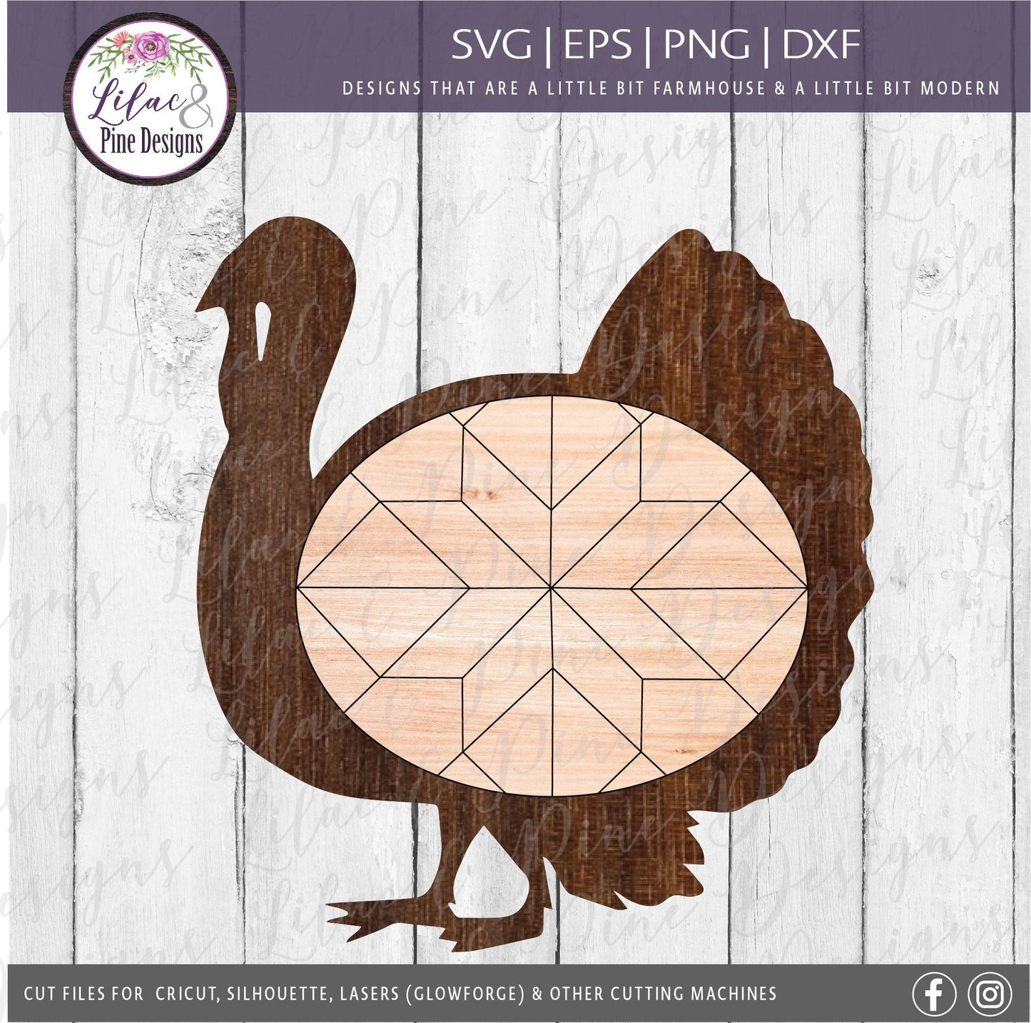 Barn quilt turkey SVG, Thanksgiving sign SVG, Fall barn quilt SVG, Thanksgiving door hanger, Fall sign bundle, Glowforge laser cut file