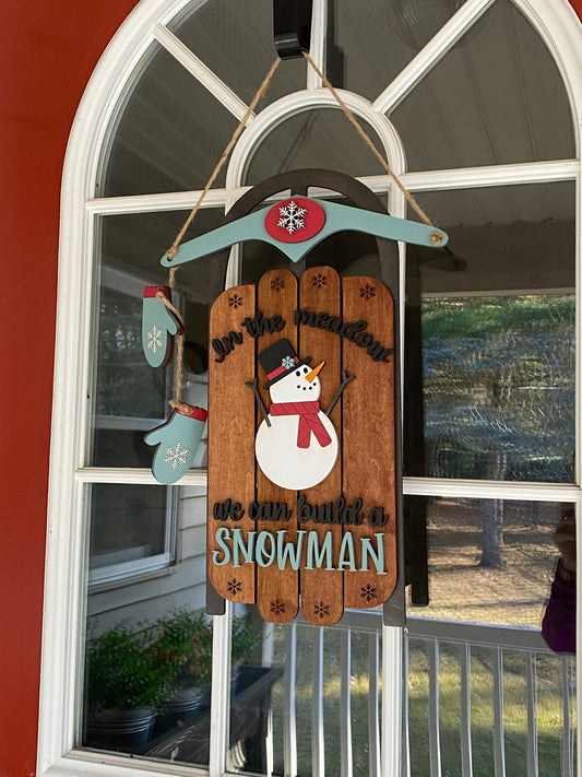 Decorative Christmas Sled, Glowforge SVG, Vintage Sled Door Hanger SVG, Laser ready Christmas SVG, Christmas Door Hanger, Winter Decor svg