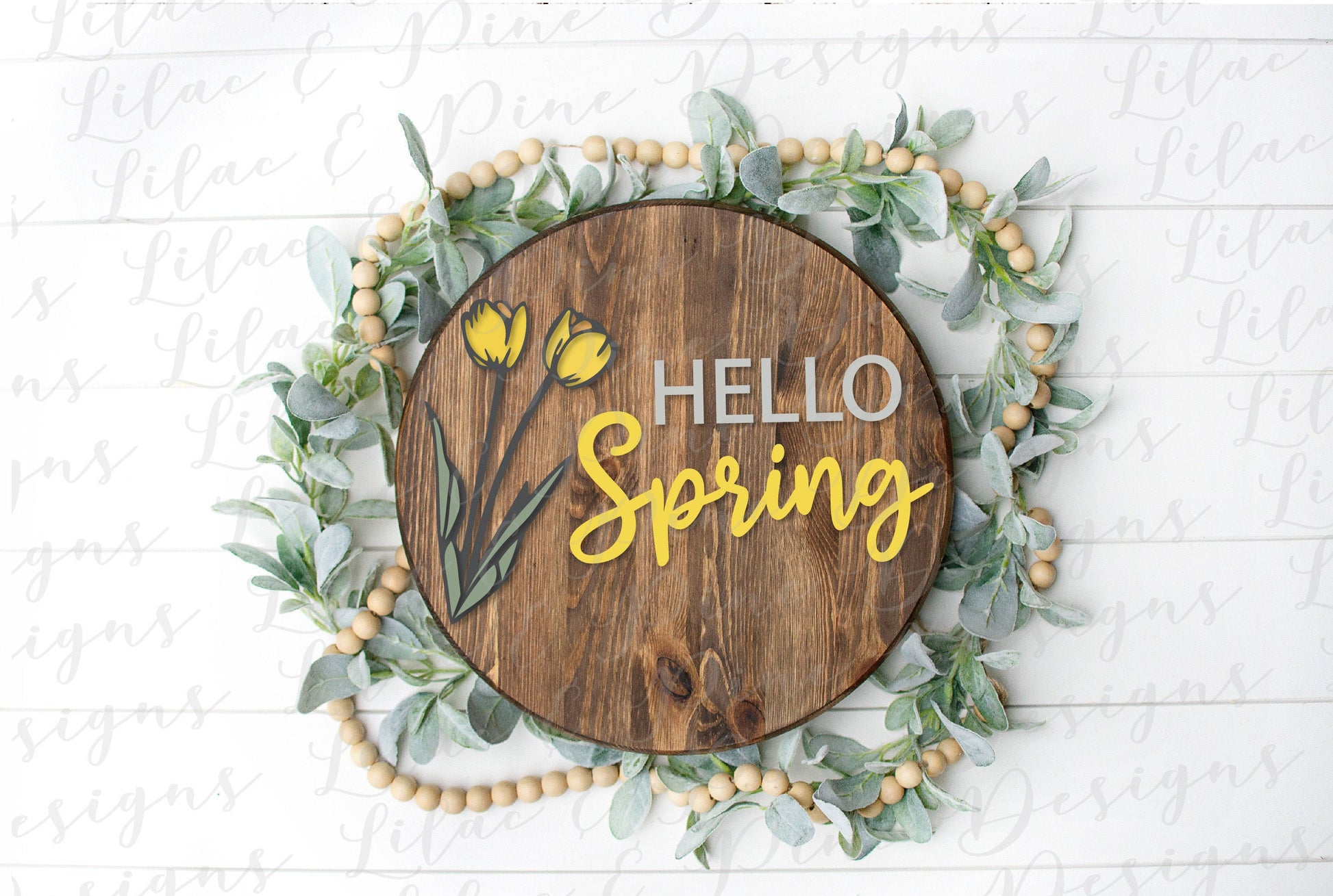 Hello Spring sign SVG, spring floral decor SVG, tulip svg, floral SVG, Easter Sign, farmhouse spring decor, Glowforge Svg, laser cut file