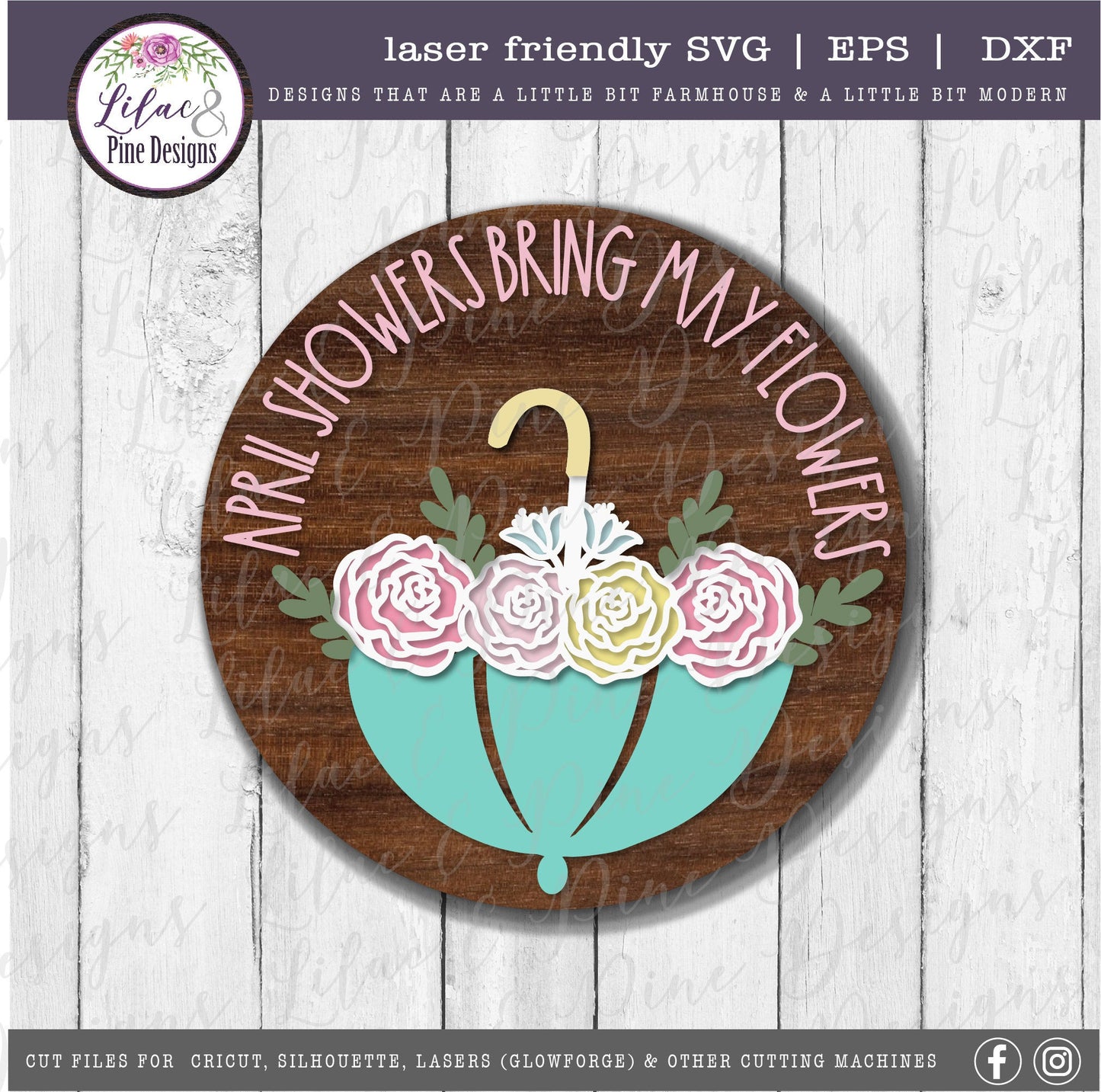 April showers bring may flowers SVG, spring floral decor SVG, umbrella svg, flowers SVG, spring sign, Cricut, Glowforge Svg, laser cut file