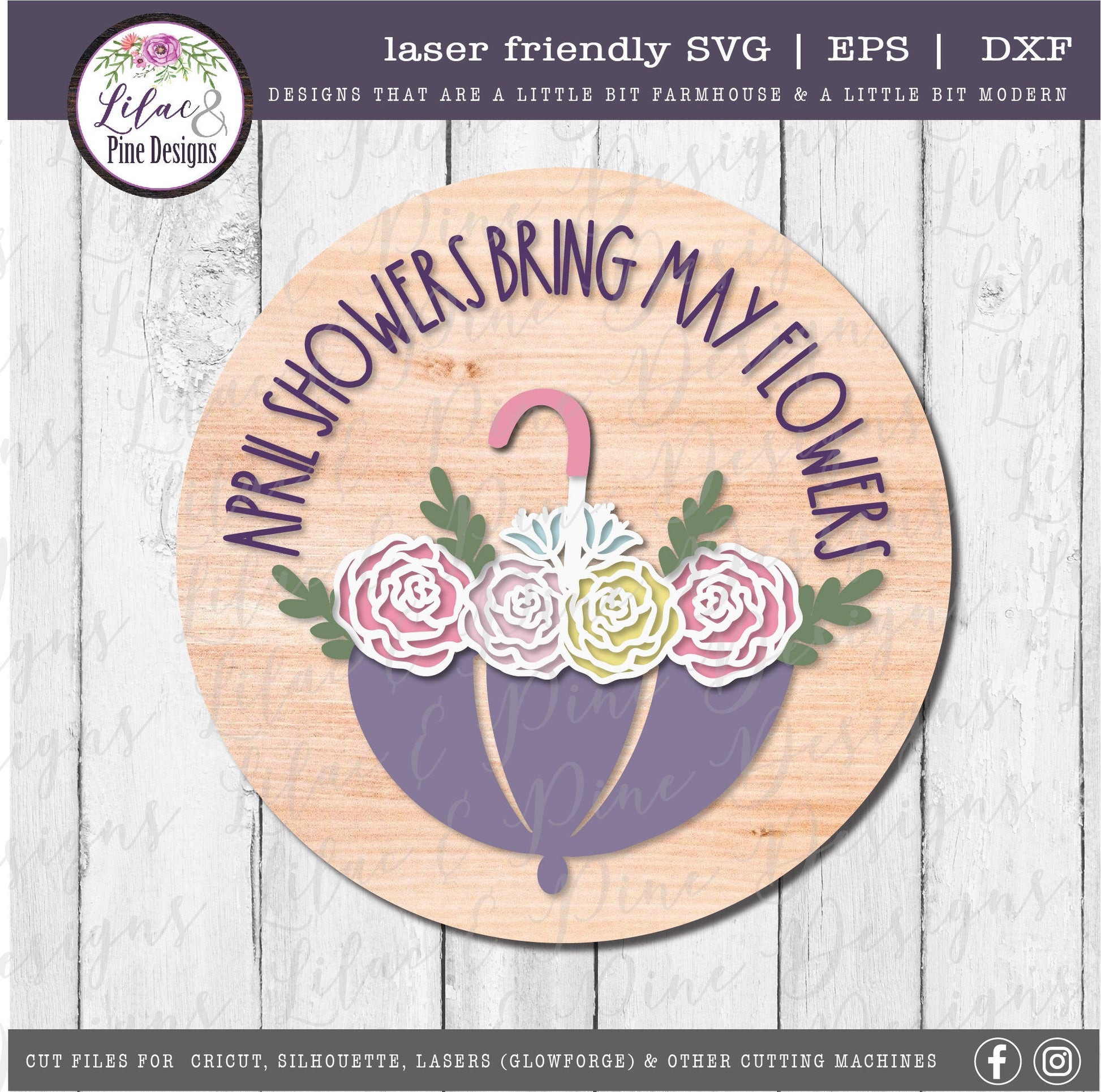 April showers bring may flowers SVG, spring floral decor SVG, umbrella svg, flowers SVG, spring sign, Cricut, Glowforge Svg, laser cut file