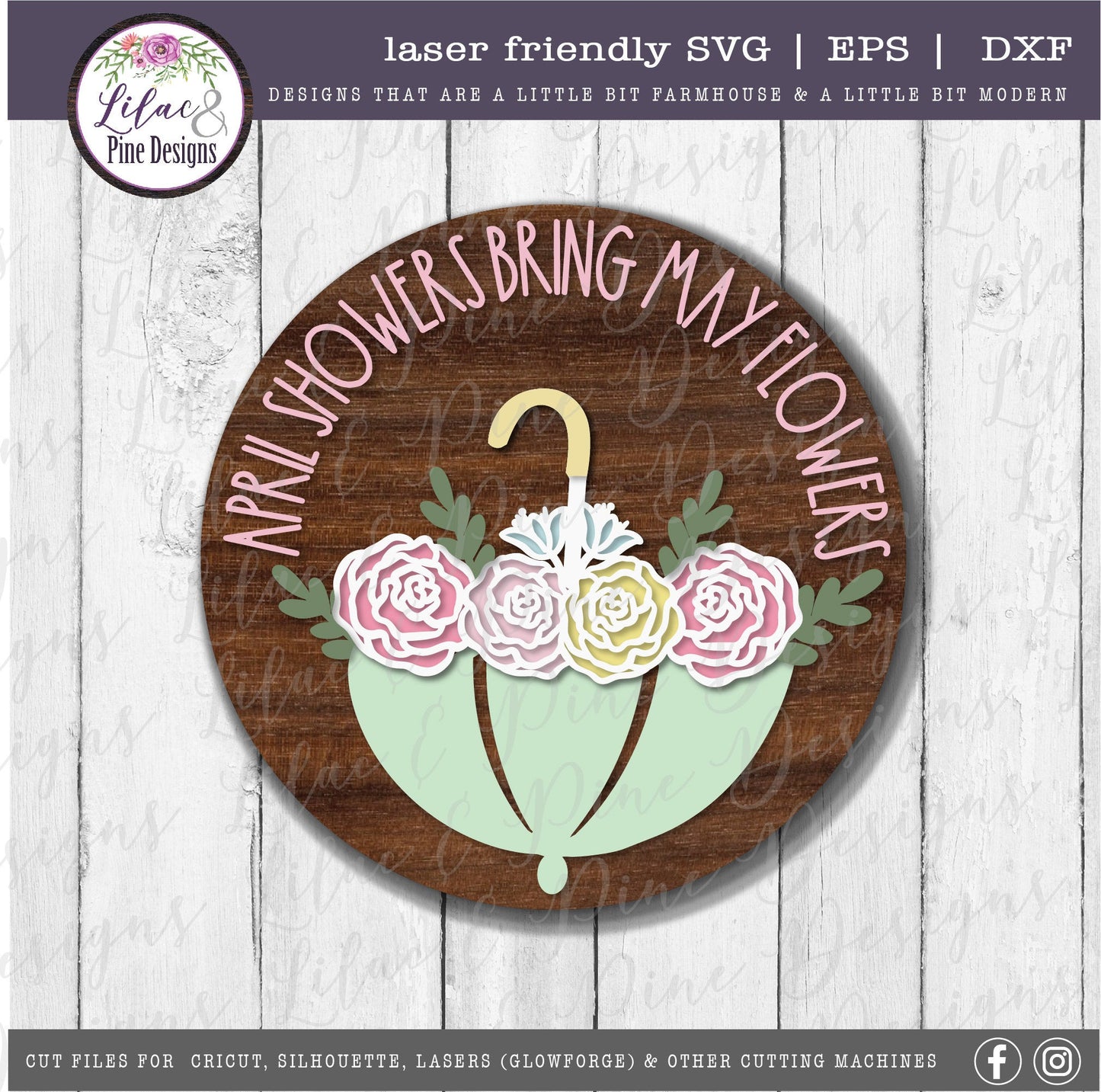 April showers bring may flowers SVG, spring floral decor SVG, umbrella svg, flowers SVG, spring sign, Cricut, Glowforge Svg, laser cut file
