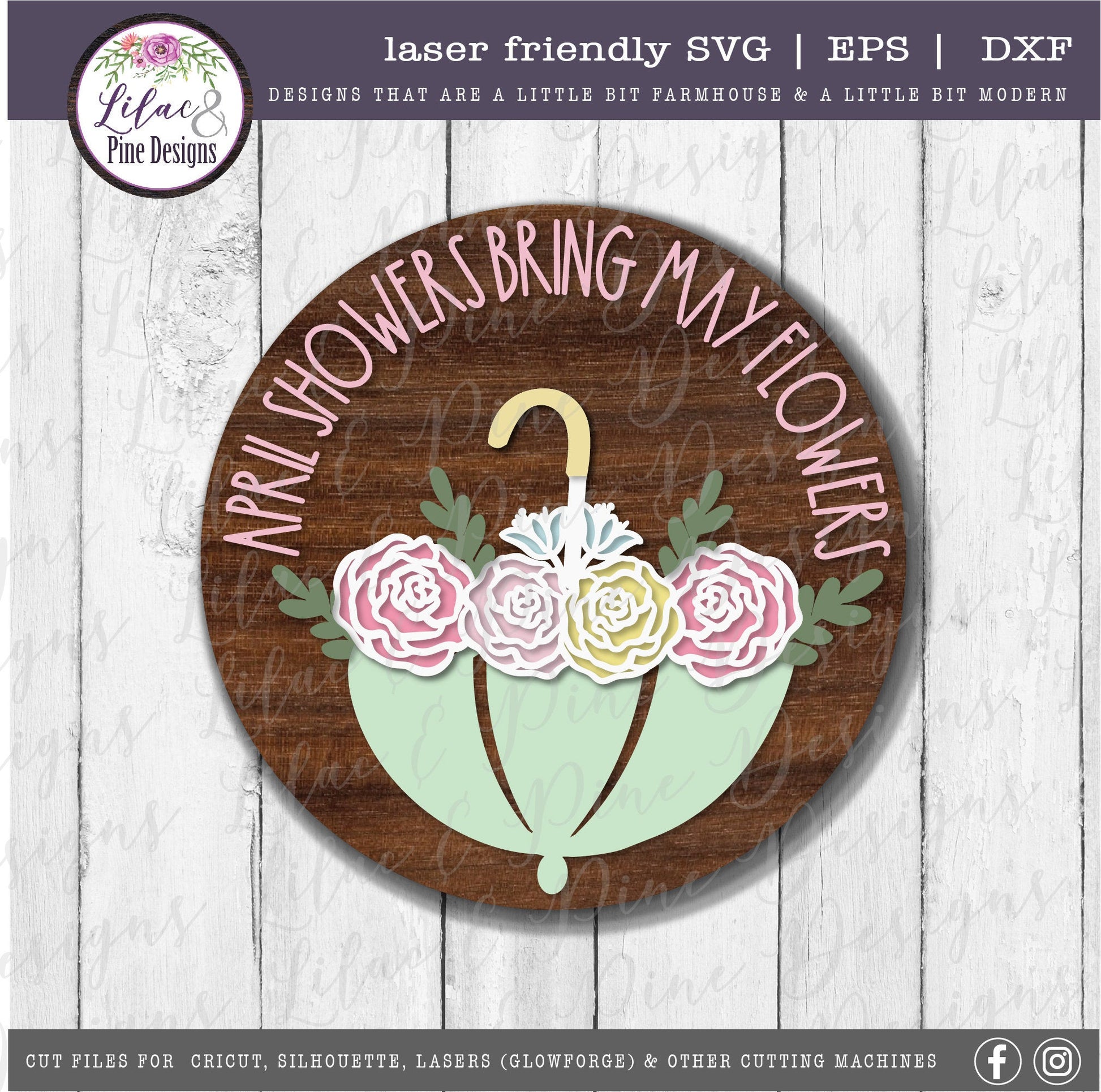 April showers bring may flowers SVG, spring floral decor SVG, umbrella svg, flowers SVG, spring sign, Cricut, Glowforge Svg, laser cut file
