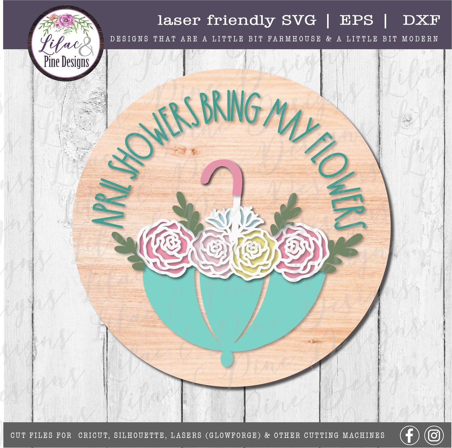 April showers bring may flowers SVG, spring floral decor SVG, umbrella svg, flowers SVG, spring sign, Cricut, Glowforge Svg, laser cut file