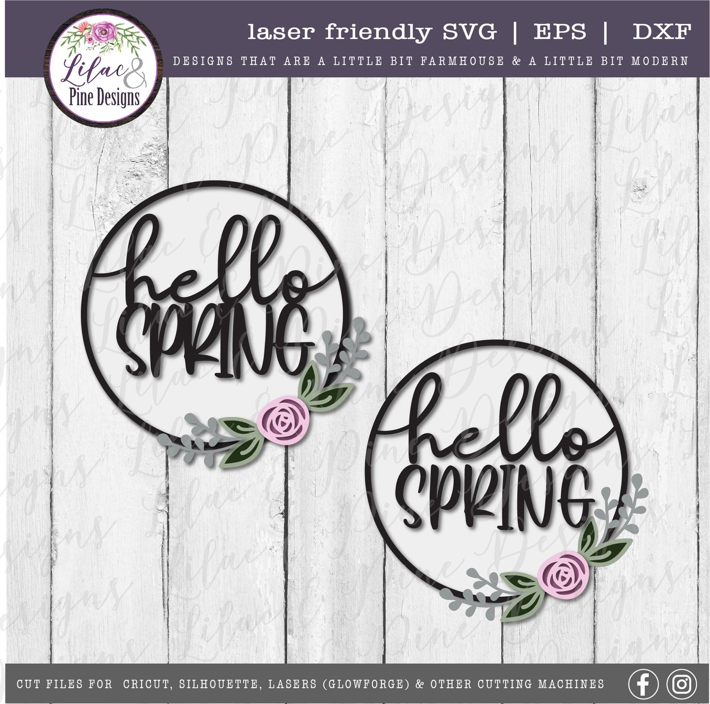 Hello Spring SVG, spring floral decor SVG, rose svg, flower SVG, spring sign, farmhouse decor, Cricut Svg, Glowforge Svg, laser cut file