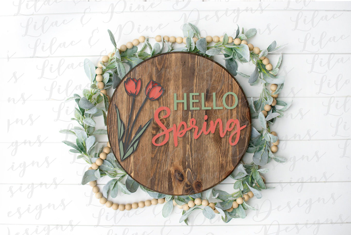 Hello Spring sign SVG, spring floral decor SVG, tulip svg, floral SVG, Easter Sign, farmhouse spring decor, Glowforge Svg, laser cut file