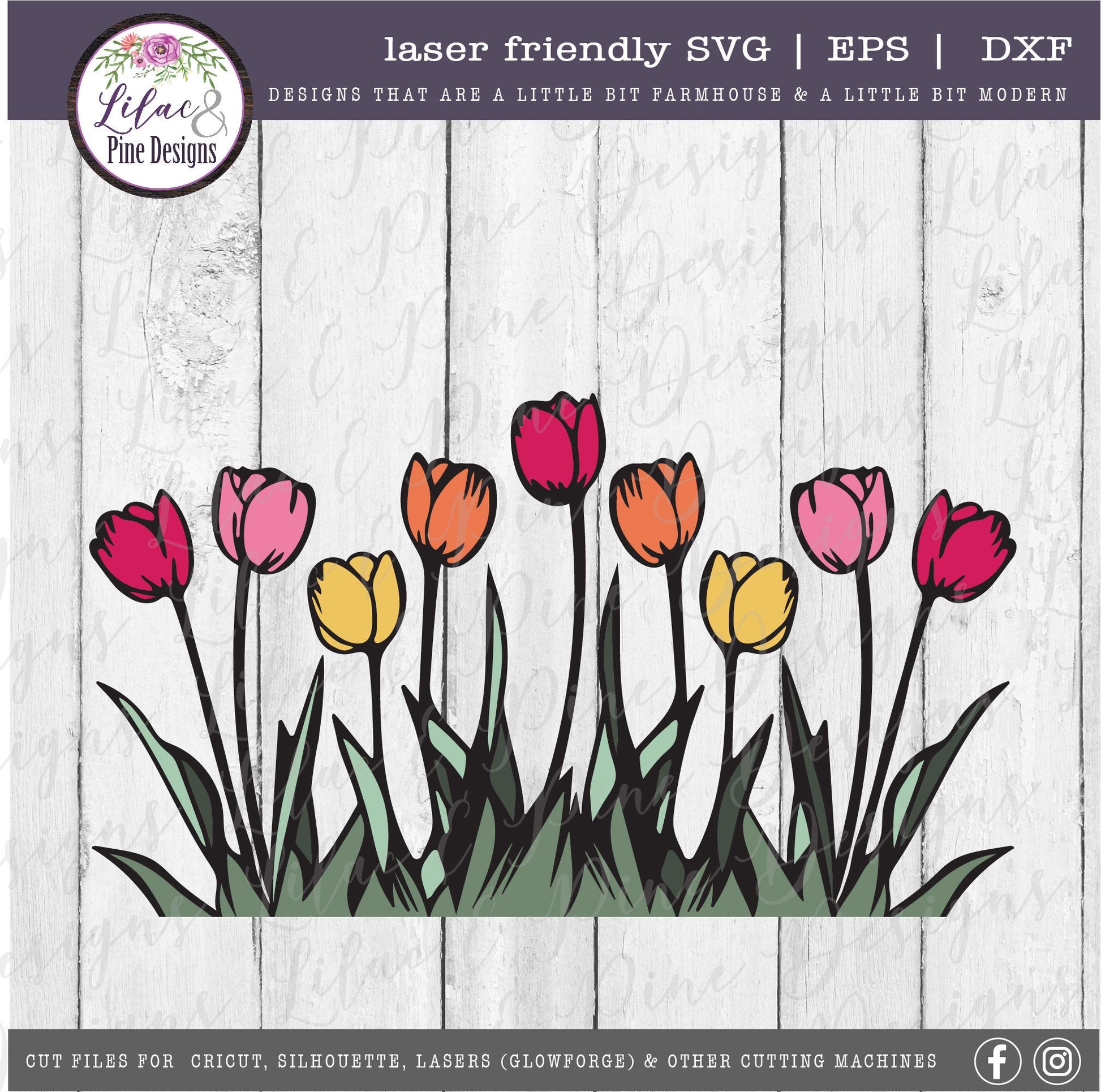 tulip garden SVG, spring floral decor SVG, tulips svg, flowers SVG, spring sign, farmhouse decor, Cricut svg, Glowforge Svg, laser cut file