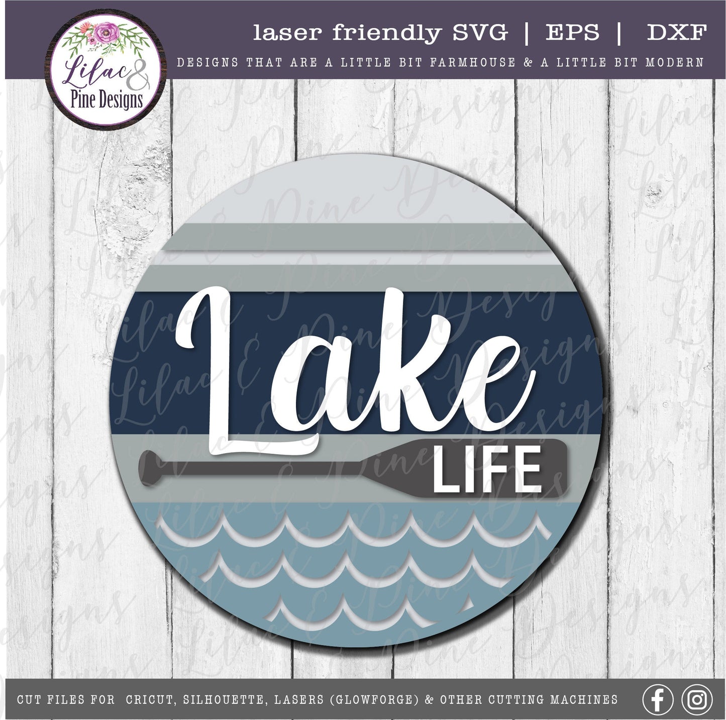 Lake Life round sign, summer decor SVG, lake sign SVG, round wood sign, lake house svg, cabin svg, Cricut SVG, Glowforge Svg, laser cut file