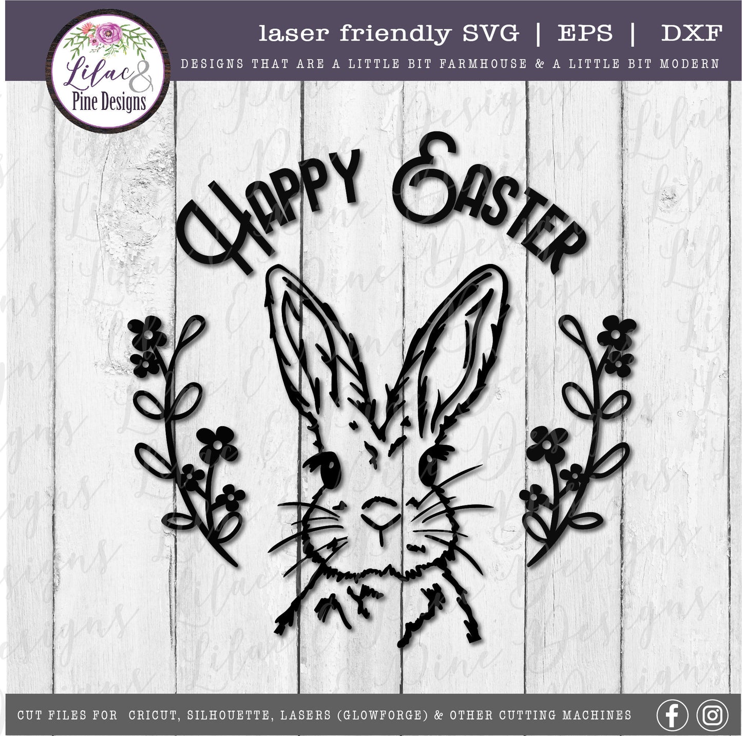 Happy Easter bunny sign SVG, Easter door round SVG, easter bunny svg, spring SVG, farmhouse Easter decor, Glowforge Svg, laser cut file