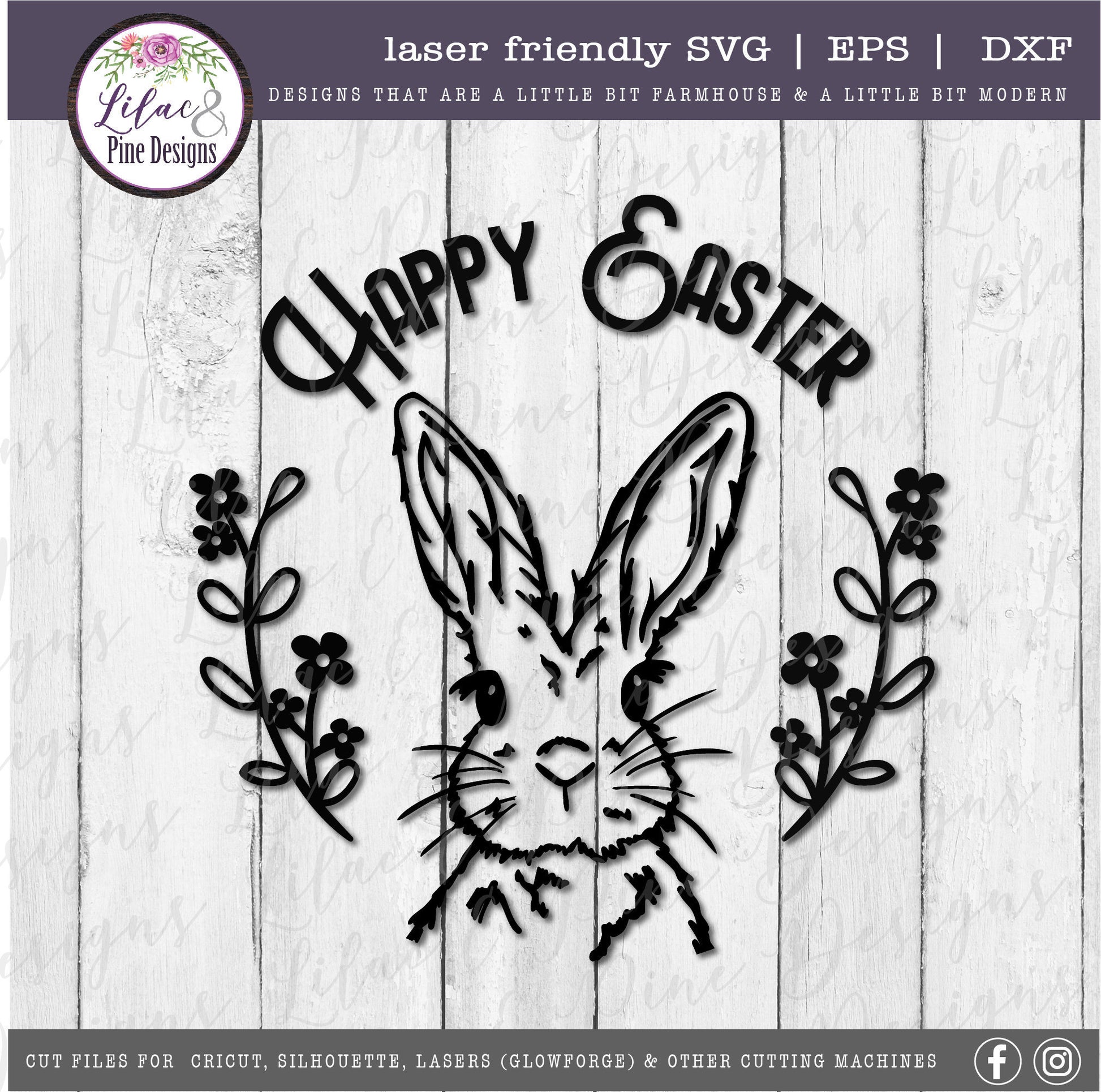 Happy Easter bunny sign SVG, Easter door round SVG, easter bunny svg, spring SVG, farmhouse Easter decor, Glowforge Svg, laser cut file