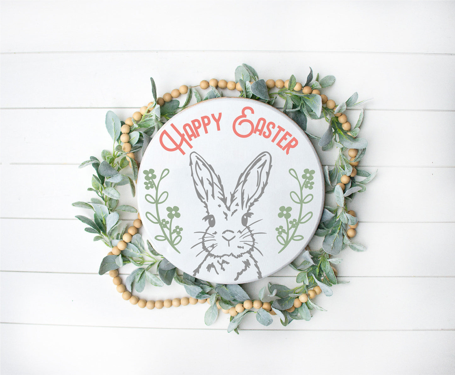 Happy Easter bunny sign SVG, Easter door round SVG, easter bunny svg, spring SVG, farmhouse Easter decor, Glowforge Svg, laser cut file