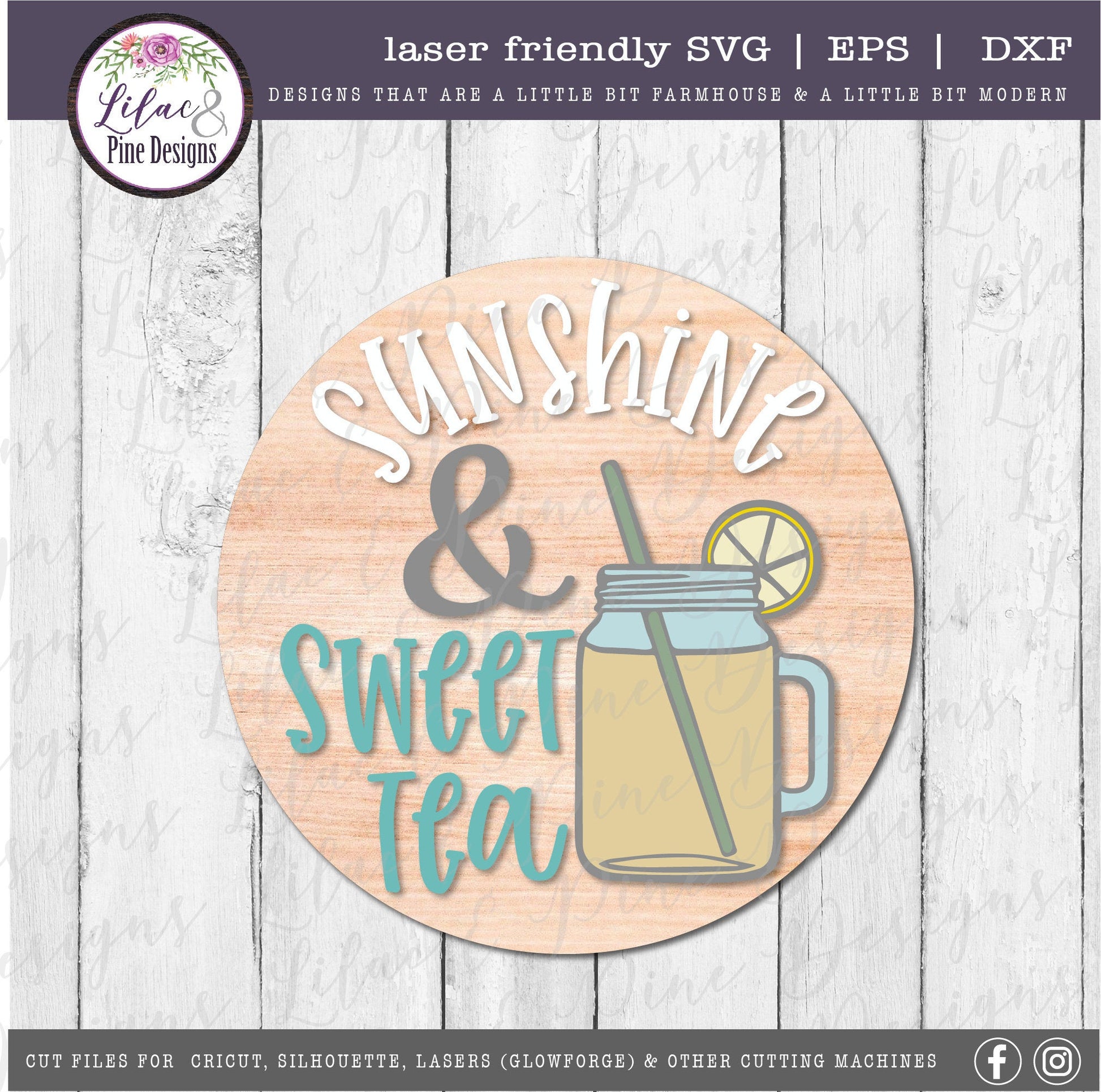 Sunshine and Sweet Tea SVG, Mason Jar SVG,  Modern Farmhouse sign SVG,  Kitchen decor Svg,  Cricut Cut file, Glowforge laser file