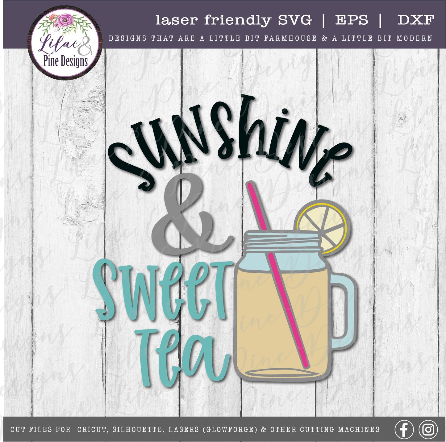 Sunshine and Sweet Tea SVG, Mason Jar SVG, Modern Farmhouse sign SVG, Kitchen decor Svg, Cricut Cut file, Glowforge laser file