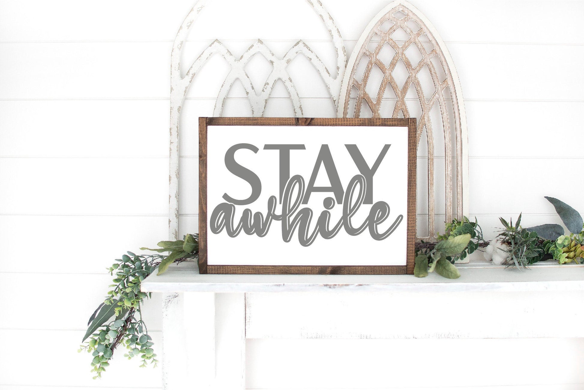 Stay awhile sign, boho SVG, welcome svg, Home SVG, modern farmhouse decor, wood sign, framed sign, Cricut SVG, Glowforge Svg, laser cut file