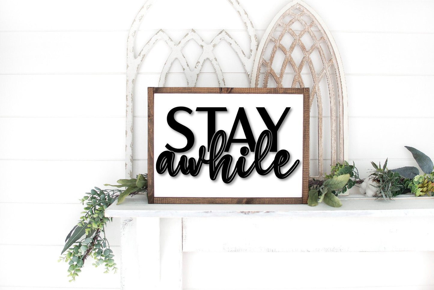 Stay awhile sign, boho SVG, welcome svg, Home SVG, modern farmhouse decor, wood sign, framed sign, Cricut SVG, Glowforge Svg, laser cut file