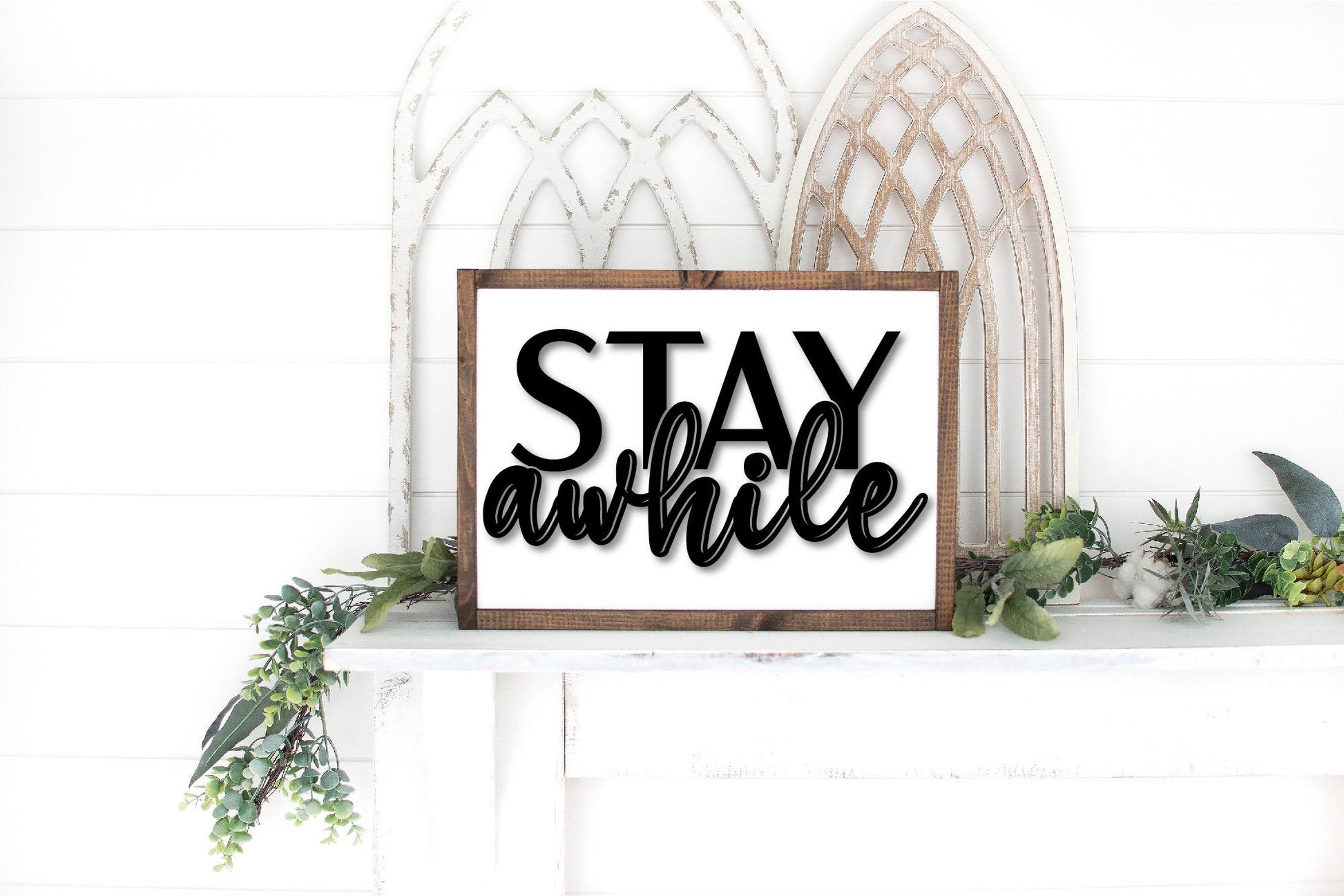 Stay awhile sign, boho SVG, welcome svg, Home SVG, modern farmhouse decor, wood sign, framed sign, Cricut SVG, Glowforge Svg, laser cut file