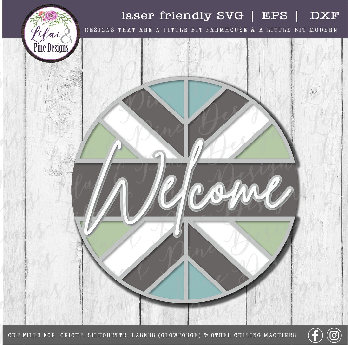 Welcome boho round, quilt lover gift, Welcome SVG, front door decor, round wood sign, name sign, porch decor, Glowforge Svg, laser cut file