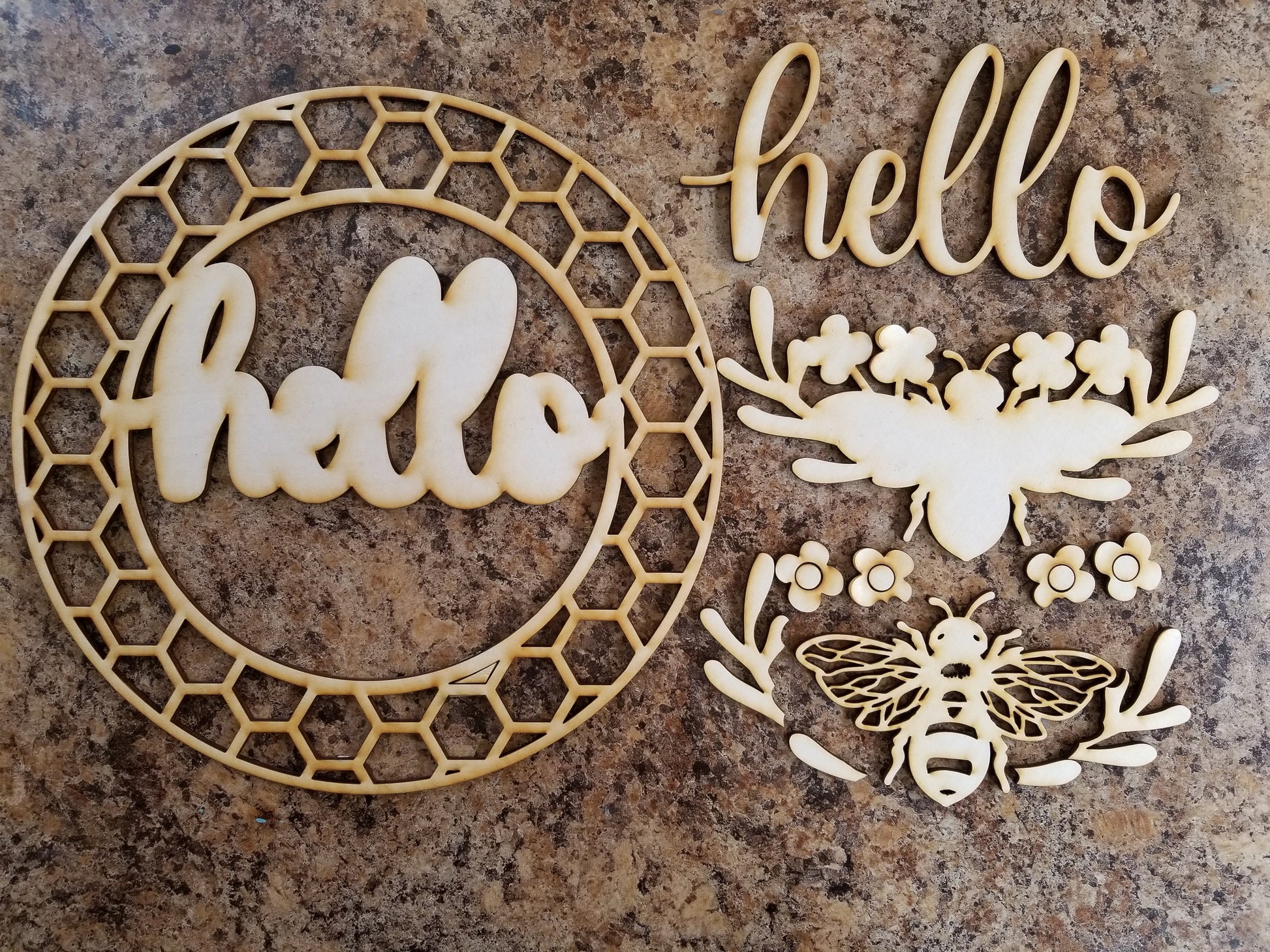 Hello Bee Honeycomb sign, Spring sign SVG, bee SVG, summer decor, honeycomb sign, honey svg, farmhouse decor, Glowforge Svg, laser cut file