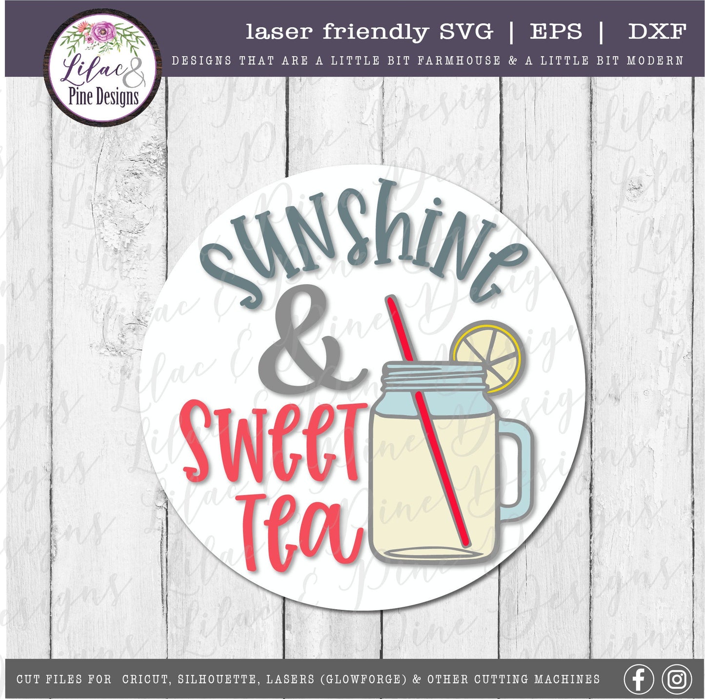 Sunshine and Sweet Tea SVG, Mason Jar SVG, Modern Farmhouse sign SVG, Kitchen decor Svg, Cricut Cut file, Glowforge laser file