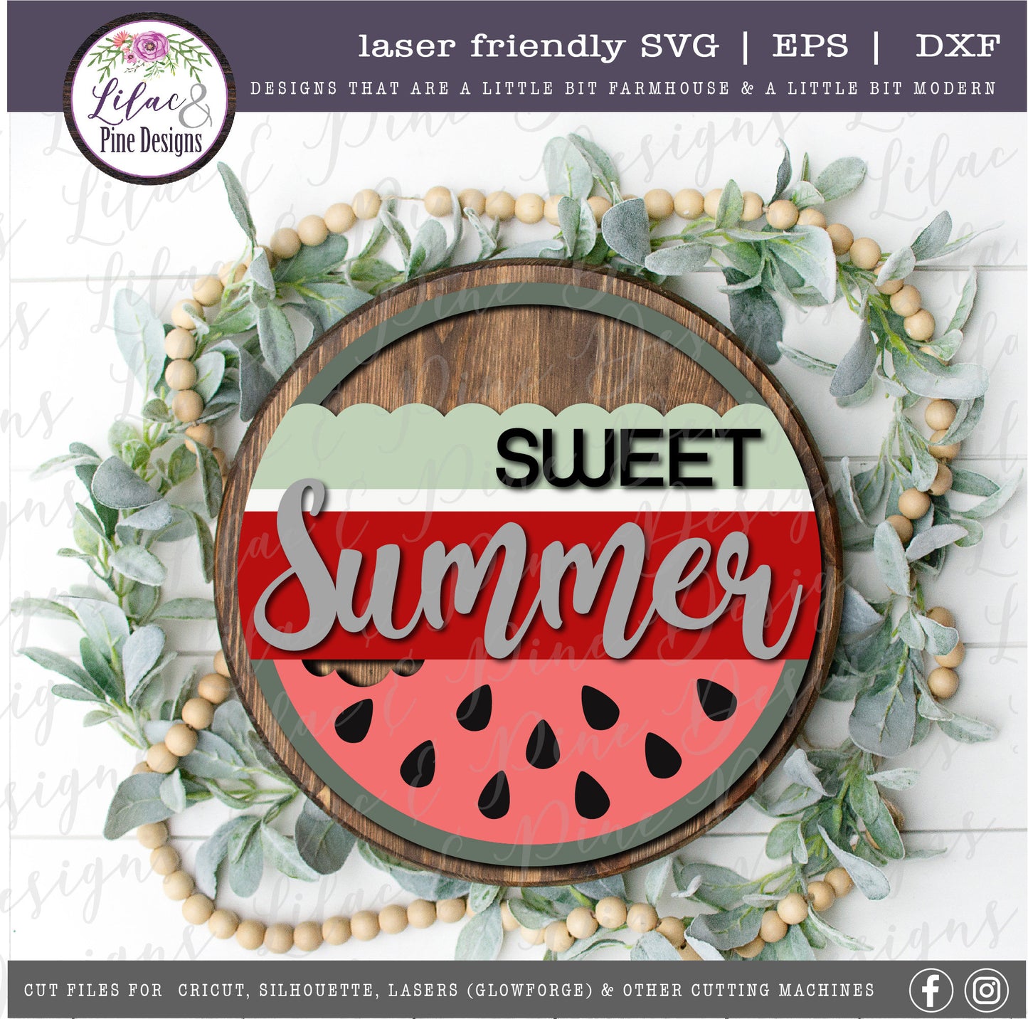 Sweet Summer Watermelon sign, summer door decor SVG, watermelon SVG, summer porch sign svg, Cricut SVG, Glowforge Svg, laser cut file