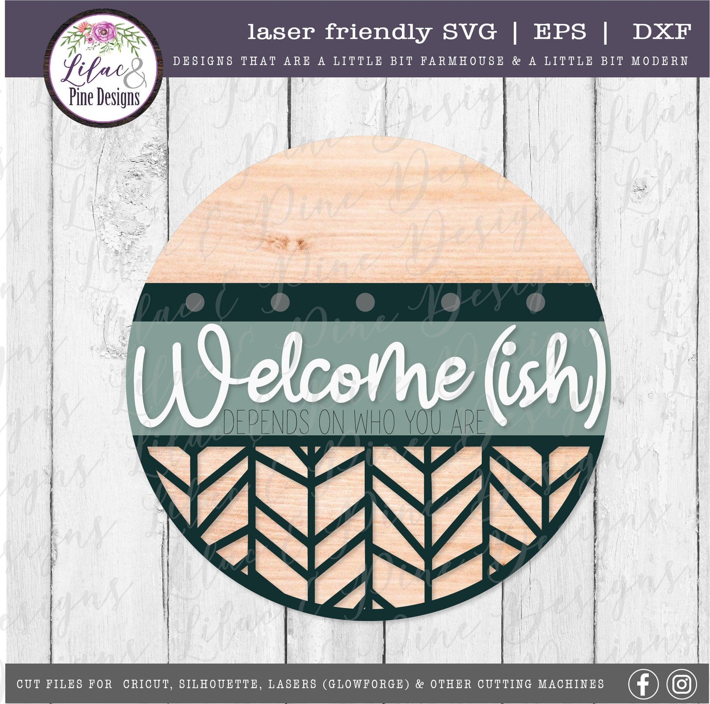 Welcome-ish SVG sign, Welcome SVG, Door sign SVG, front door decor, funny round sign, modern farmhouse svg, Glowforge Svg, laser cut file