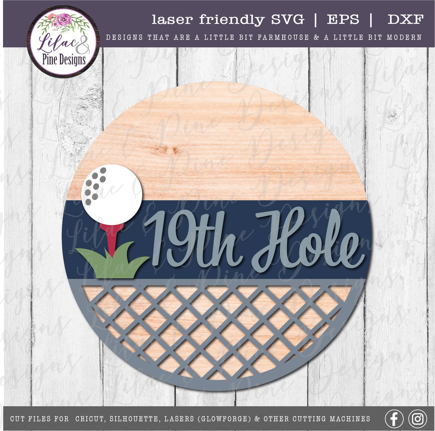 Golf Welcome sign, 19th hole round sign, golf decor SVG, round wood sign, welcome svg, golfer gift, Glowforge Svg, laser cut file