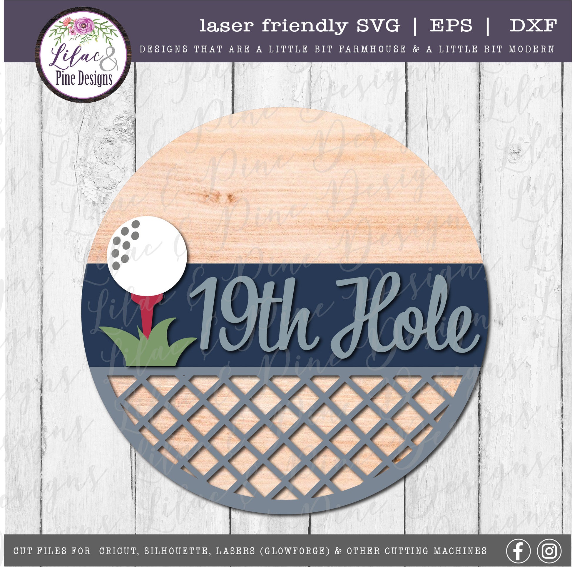 Golf Welcome sign, 19th hole round sign, golf decor SVG, round wood sign, welcome svg, golfer gift, Glowforge Svg, laser cut file