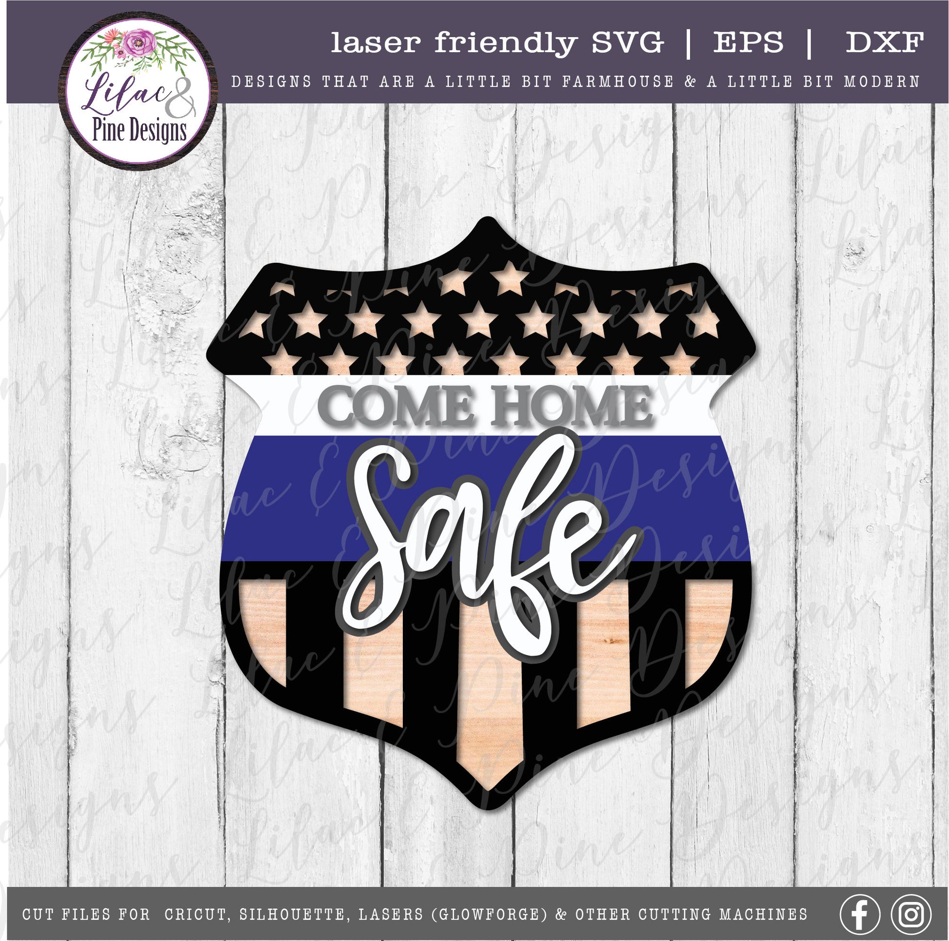 Patriotic Police sign bundle, July 4th door decor SVG, Police Officer SVG, Independence Day svg, badge SVG, Glowforge Svg, laser cut file