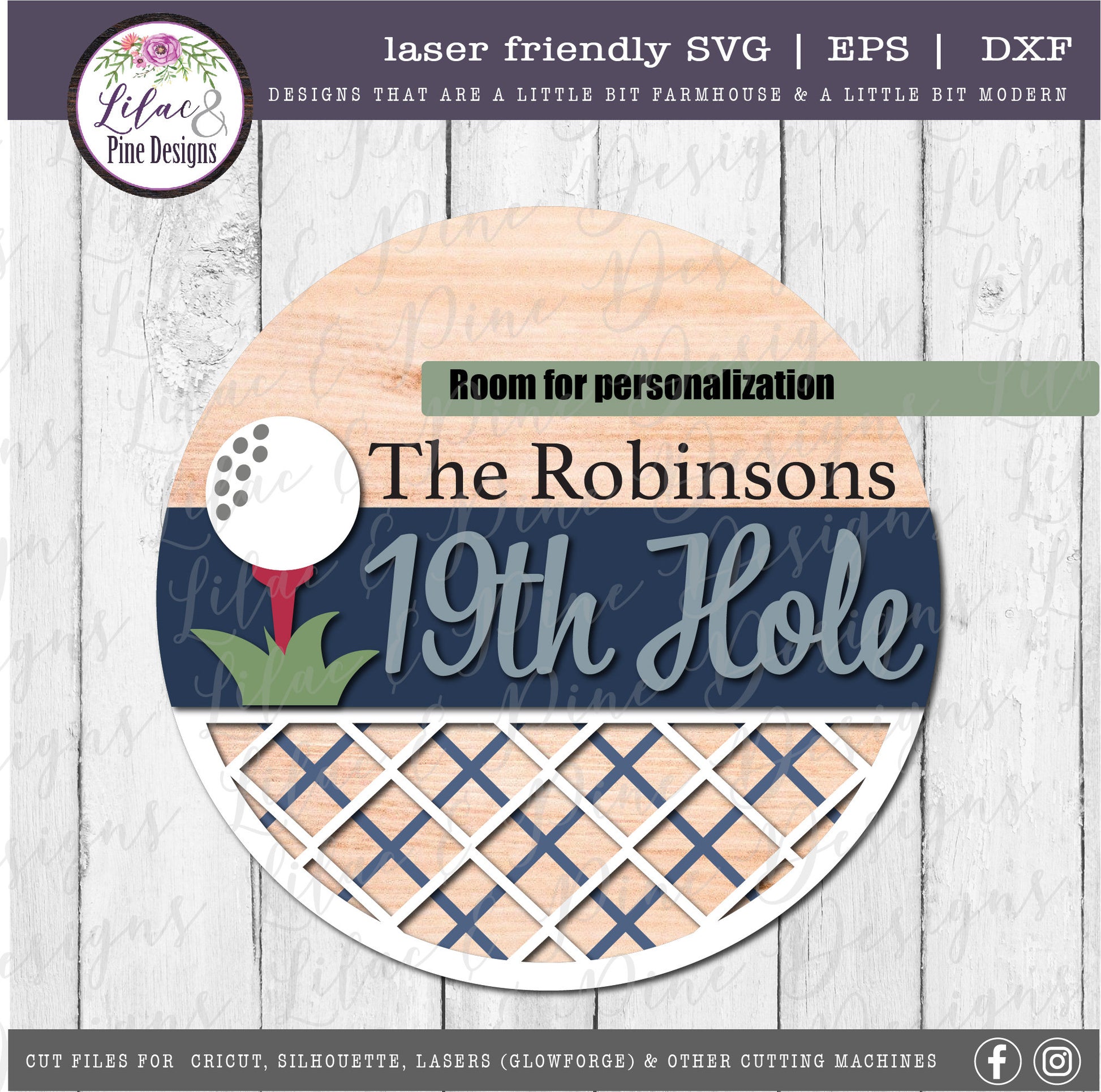 Golf Welcome sign, 19th hole round sign, golf decor SVG, round wood sign, welcome svg, golfer gift, Glowforge Svg, laser cut file